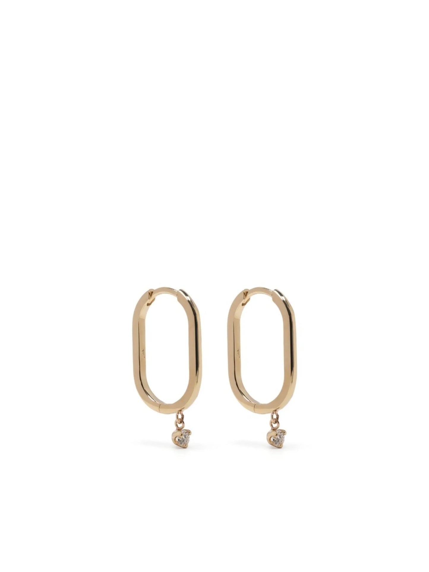 14kt yellow gold Large Oval diamond hoops