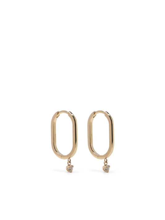 14kt yellow gold Large Oval diamond hoops