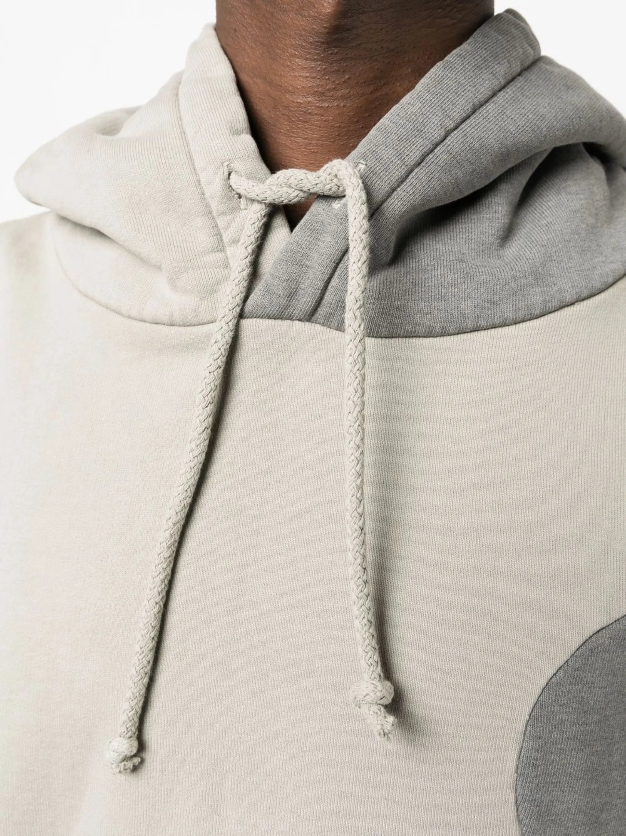 Grey Patchwork Drawstring Hoodie