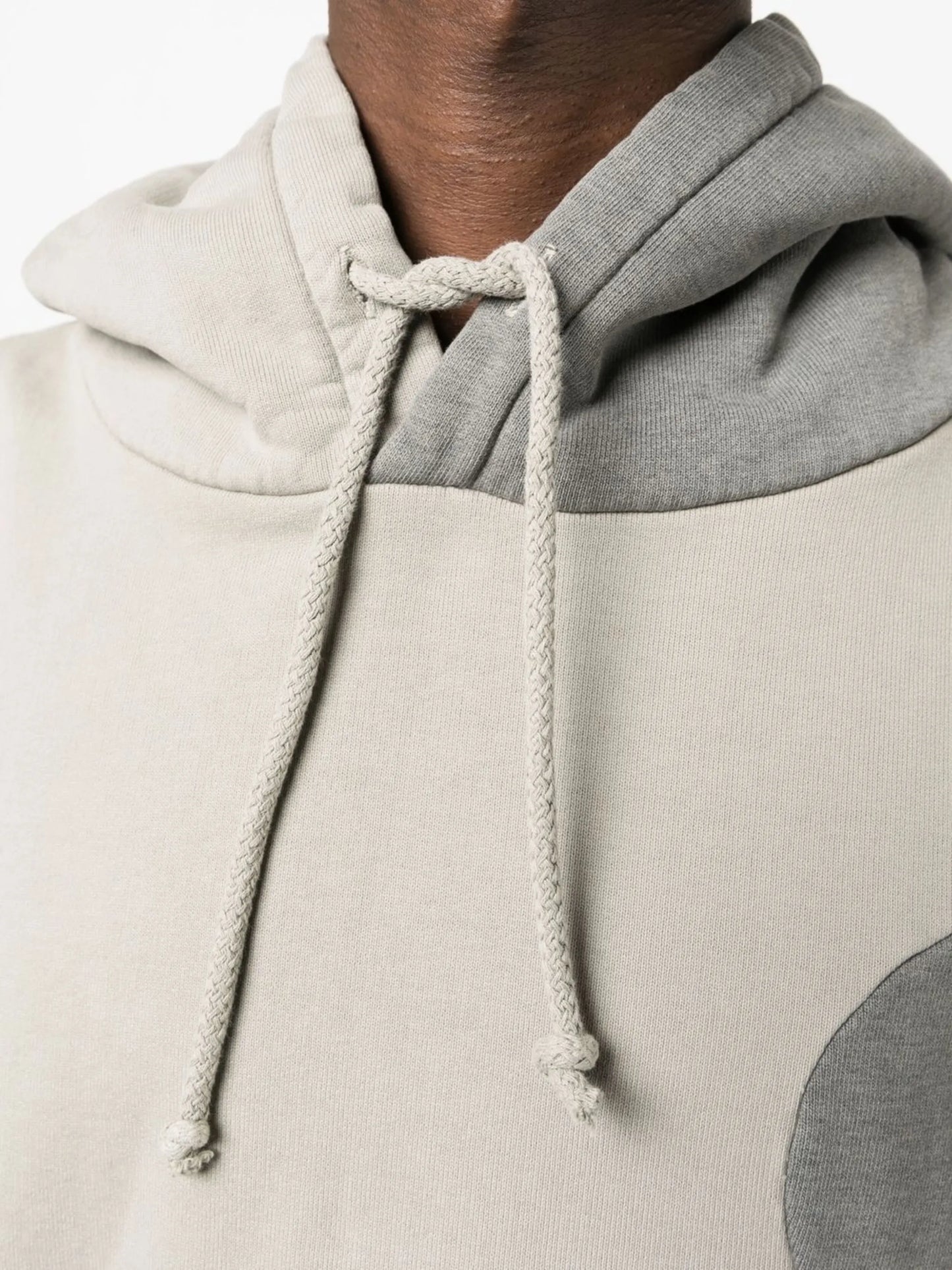 Grey Patchwork Drawstring Hoodie