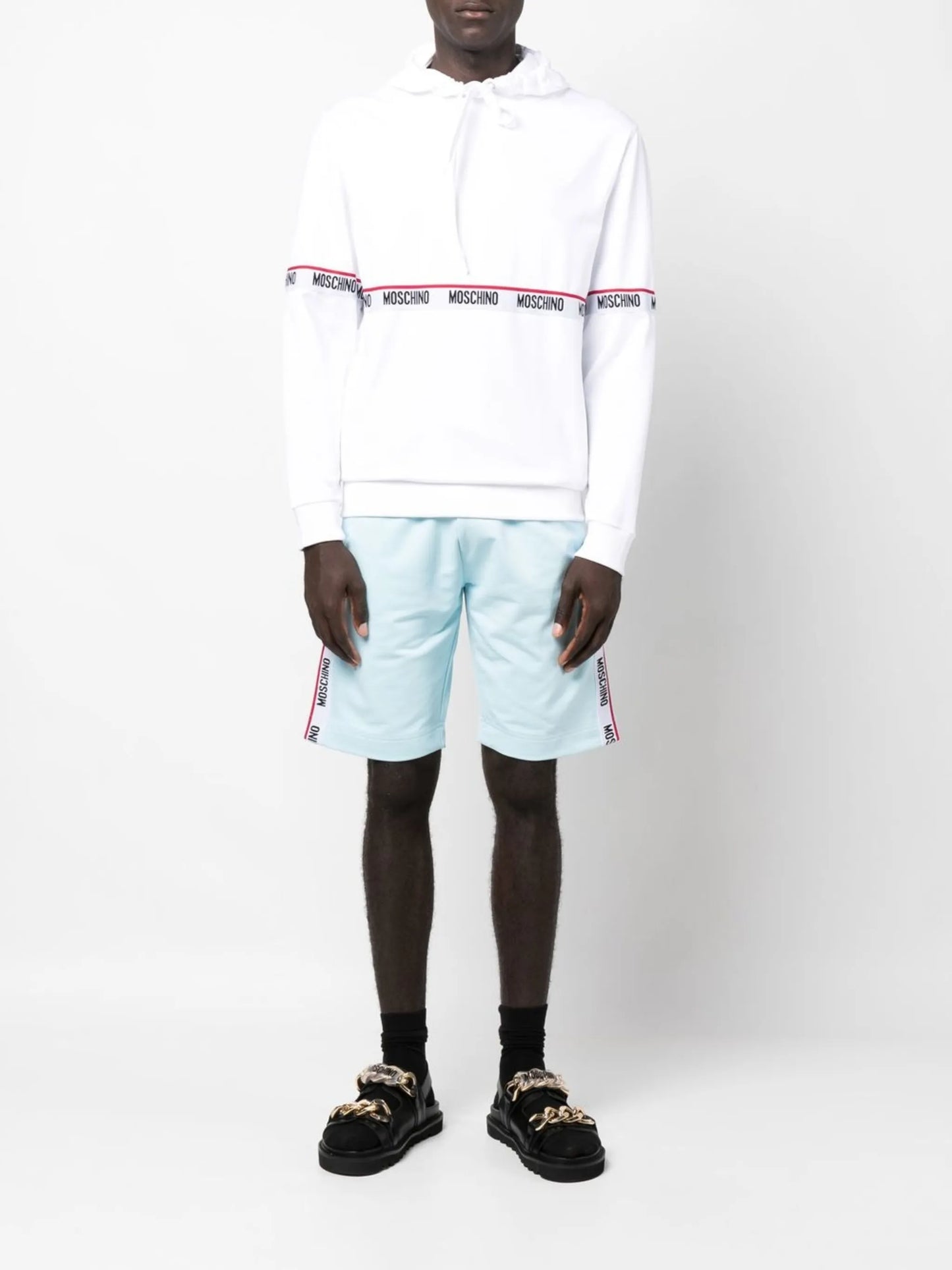logo-tape drawstring hoodie