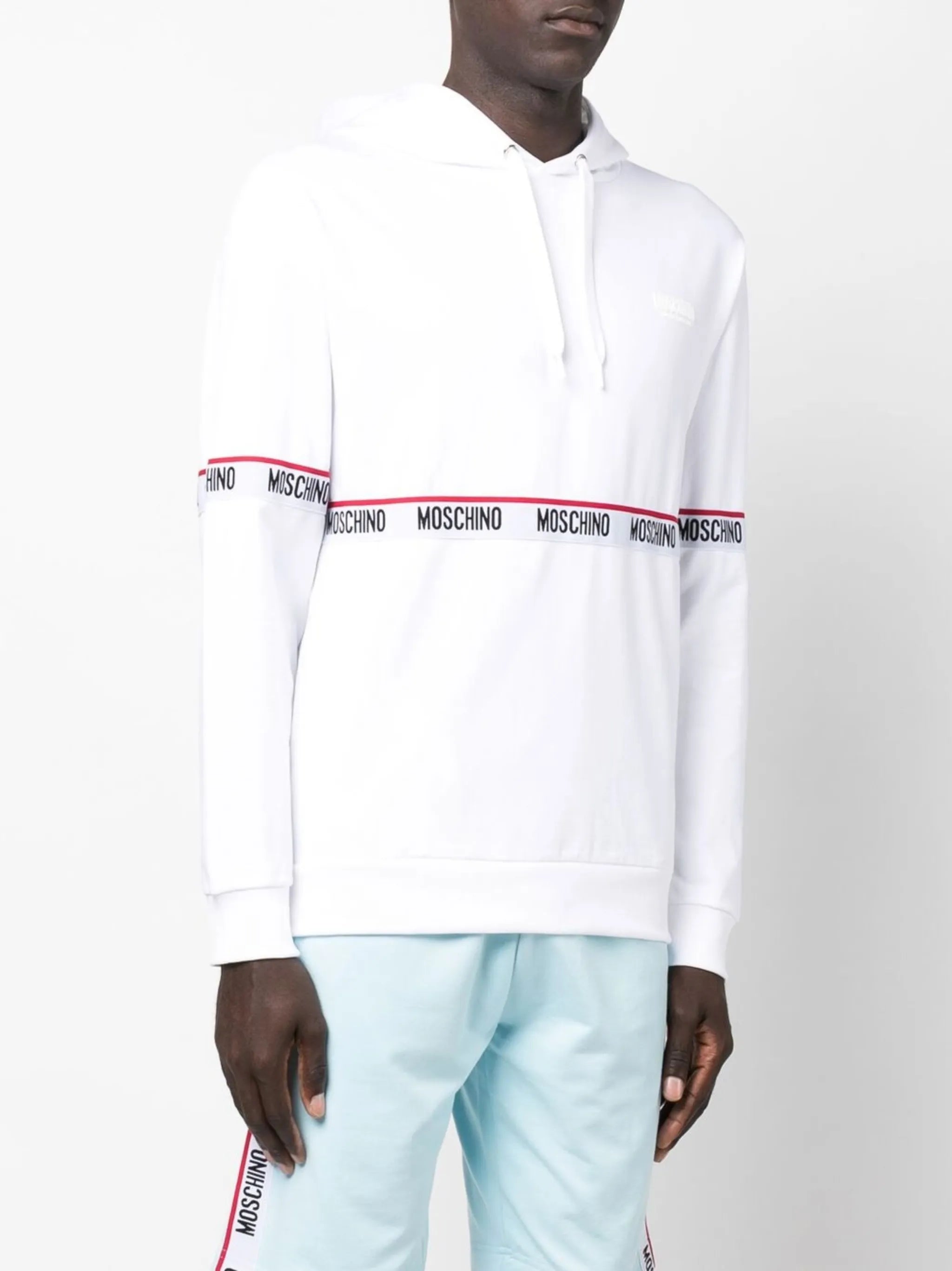 logo-tape drawstring hoodie
