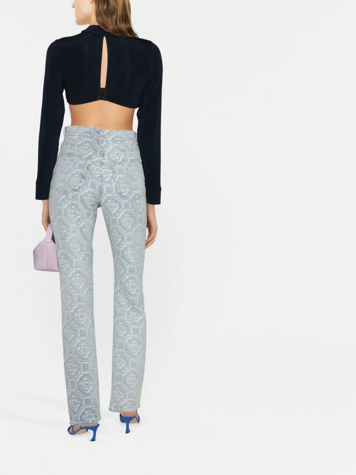 cropped button-front shirt