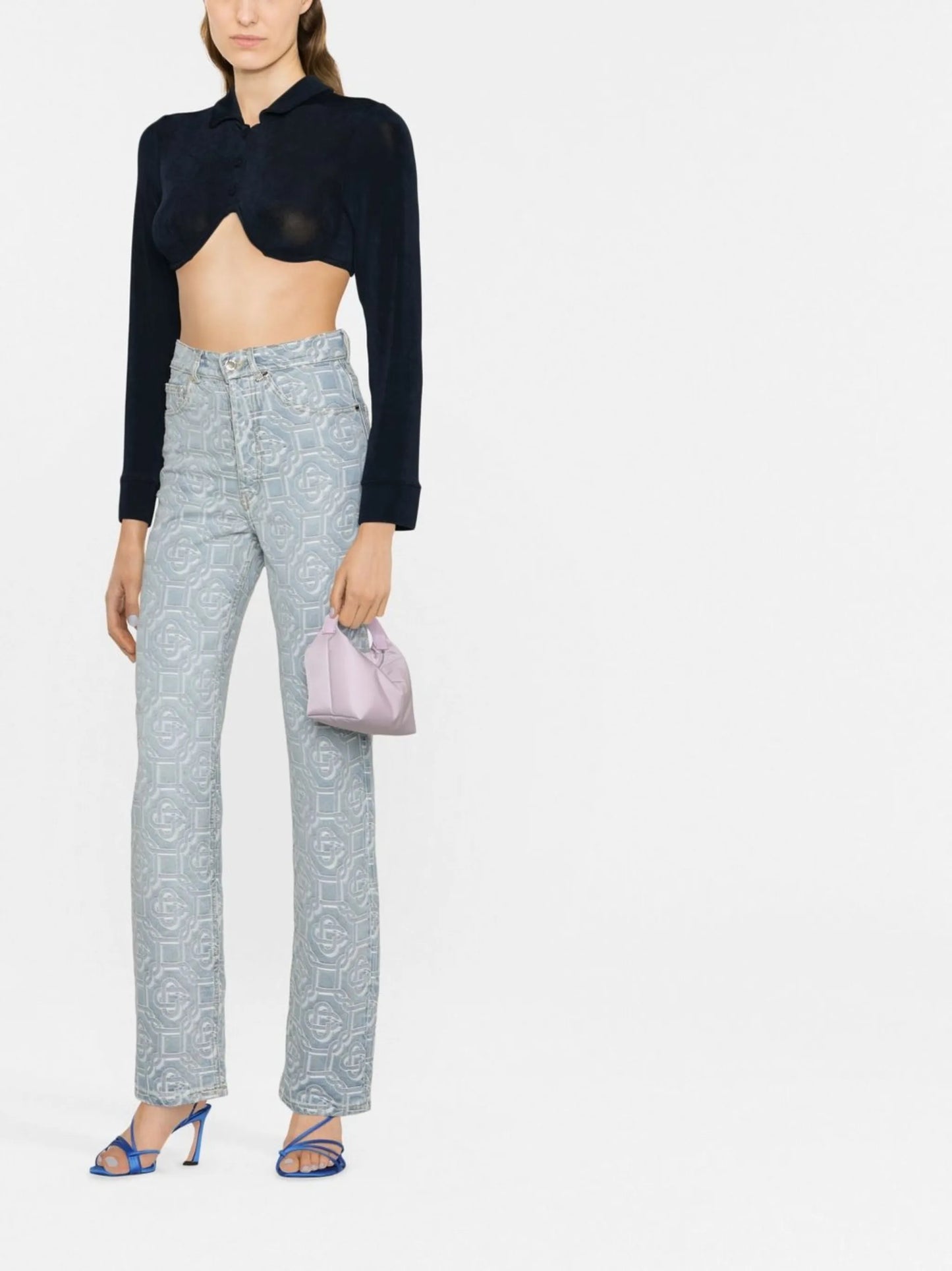 cropped button-front shirt