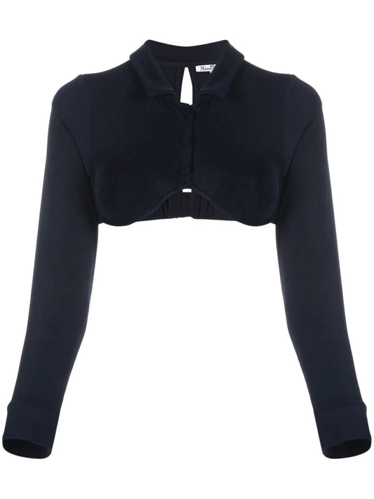 cropped button-front shirt