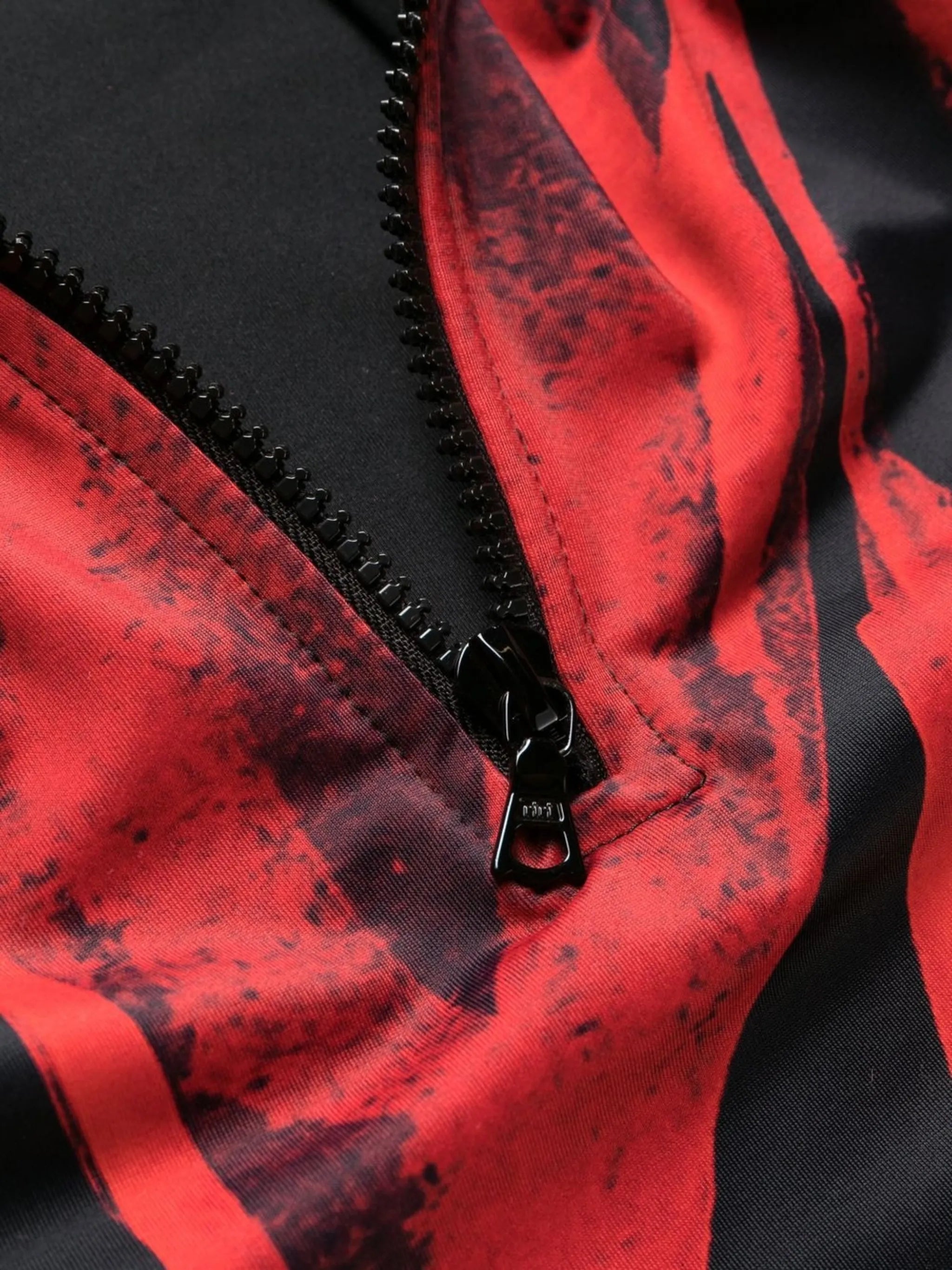 abstract-pattern half-zip swimsuit