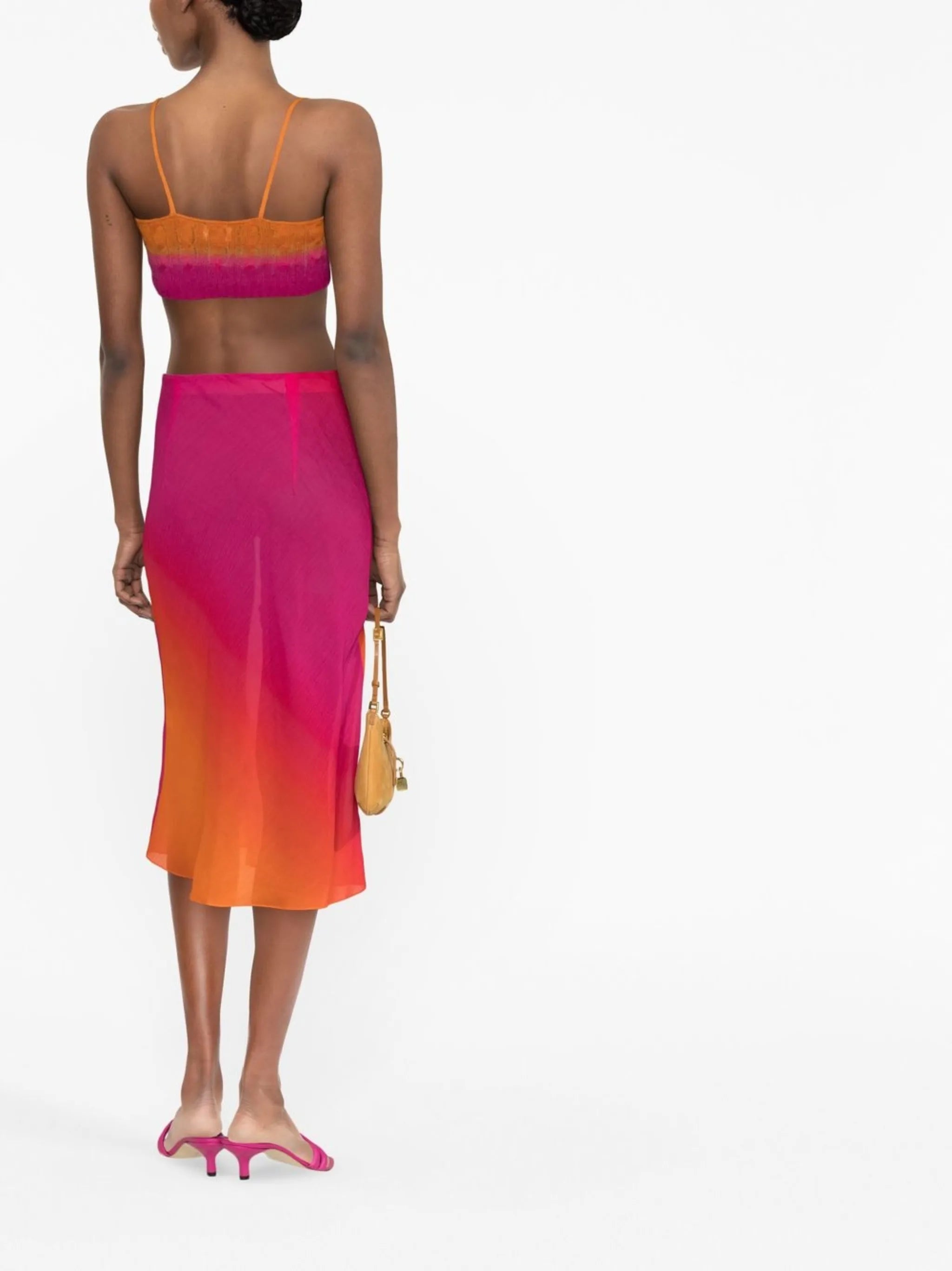 Bias gradient-effect midi skirt