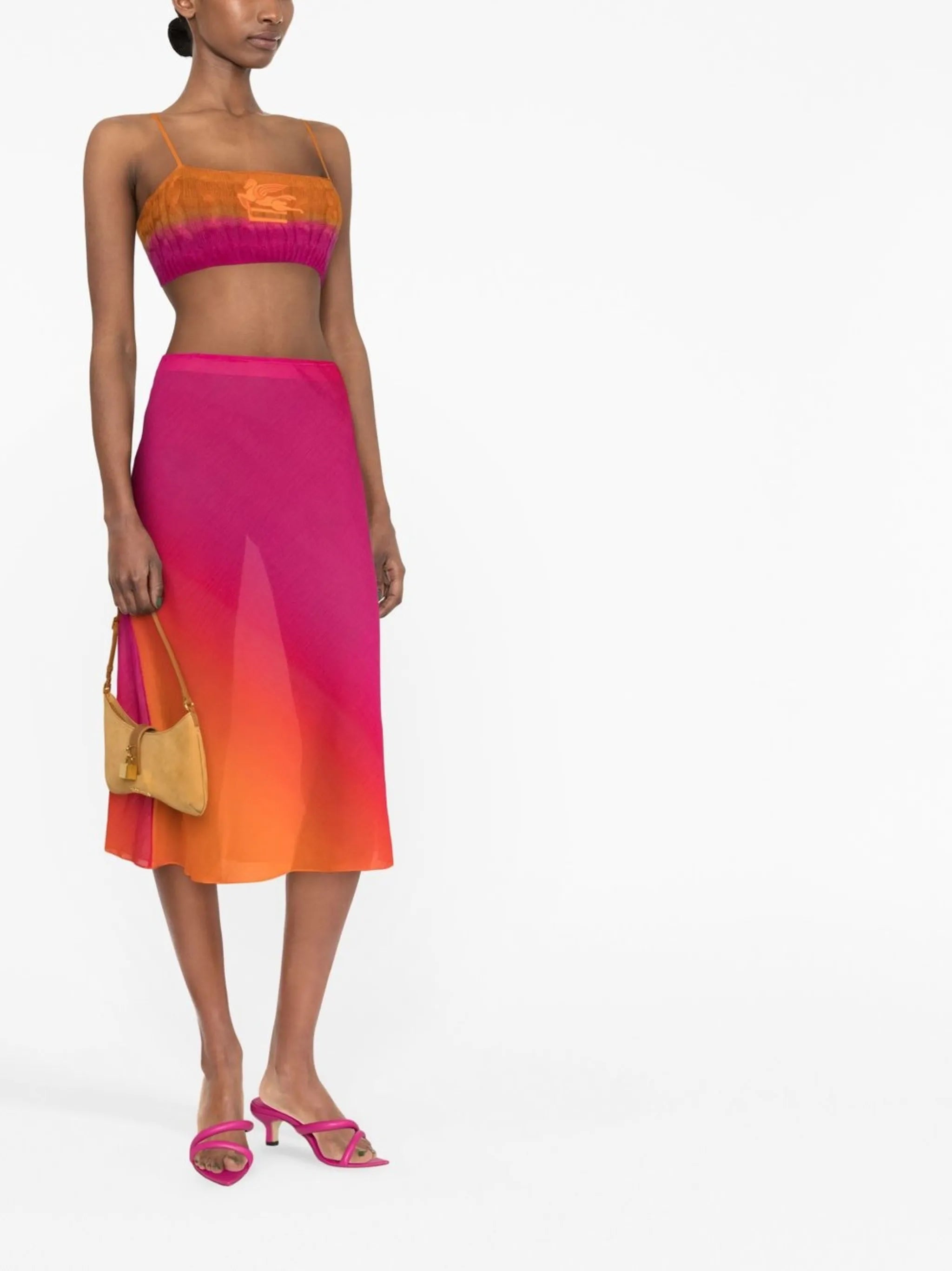 Bias gradient-effect midi skirt