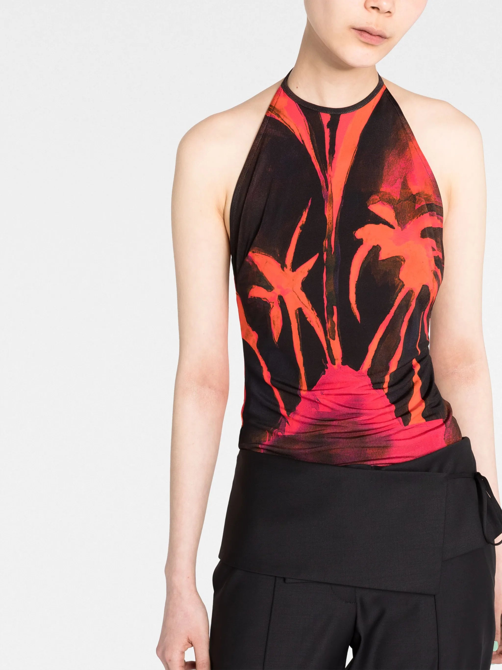 Queen's Gambit-print halterneck top