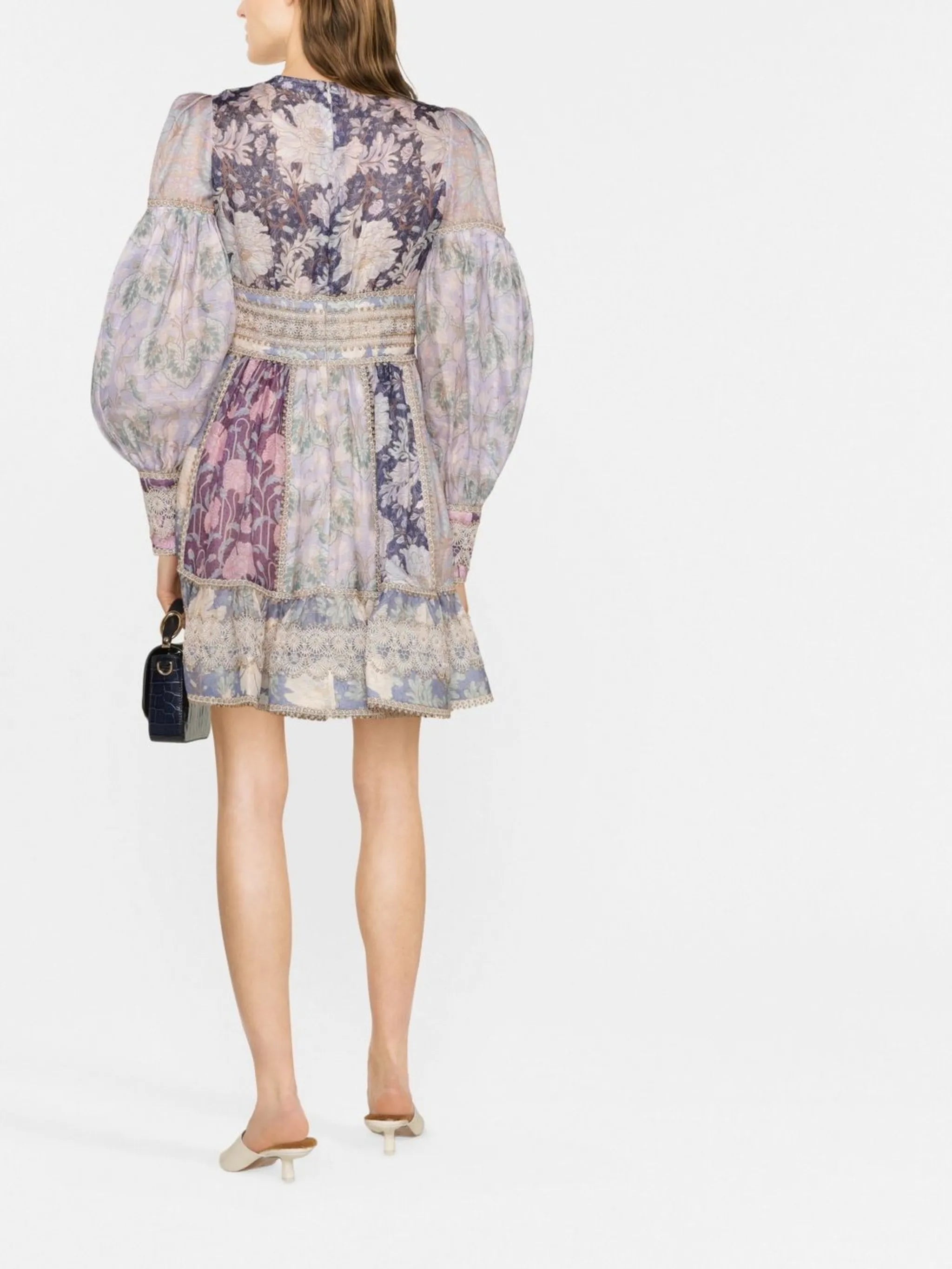 Celestial lace-detailed mini dress