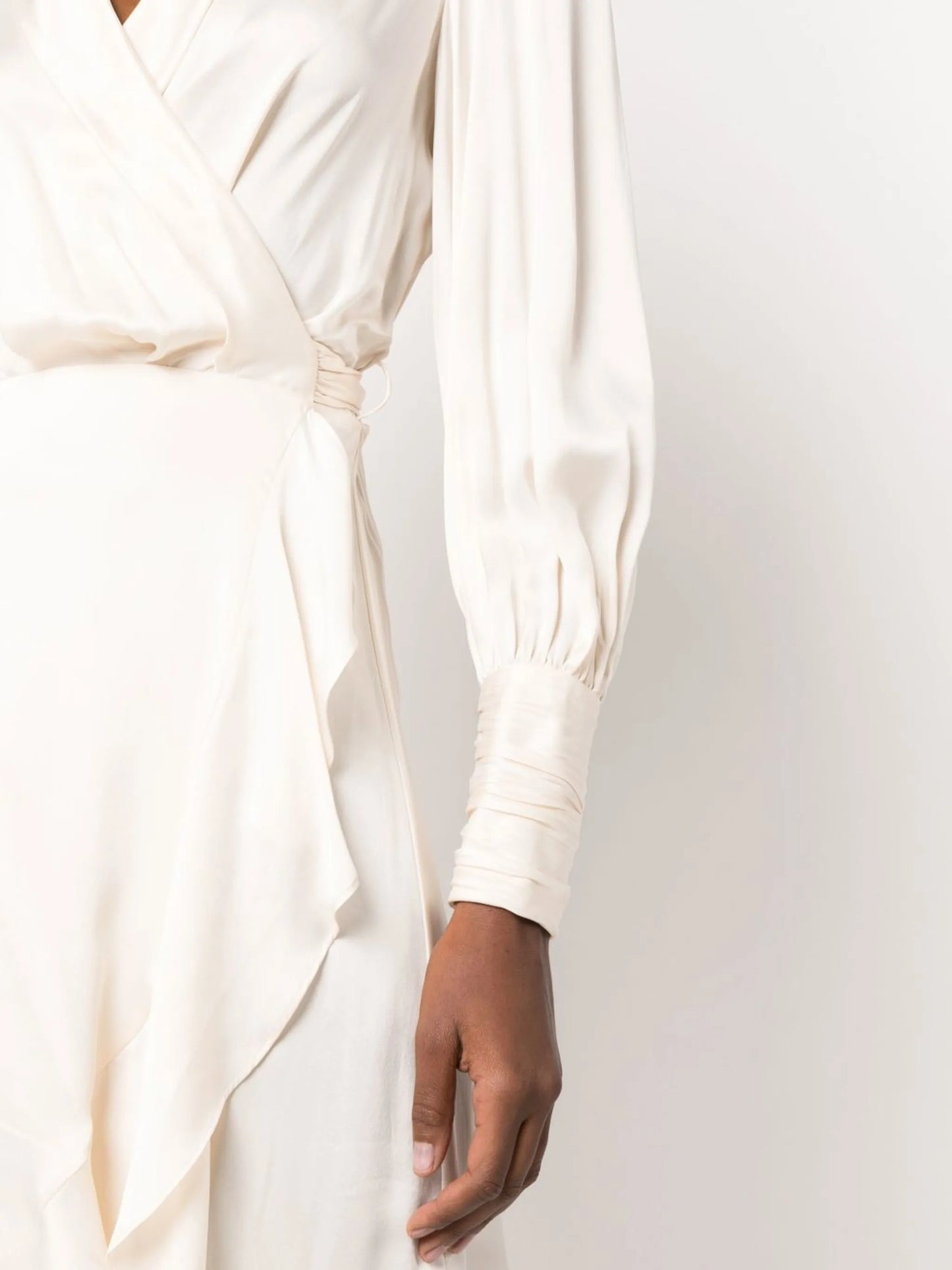 wrap silk midi dress
