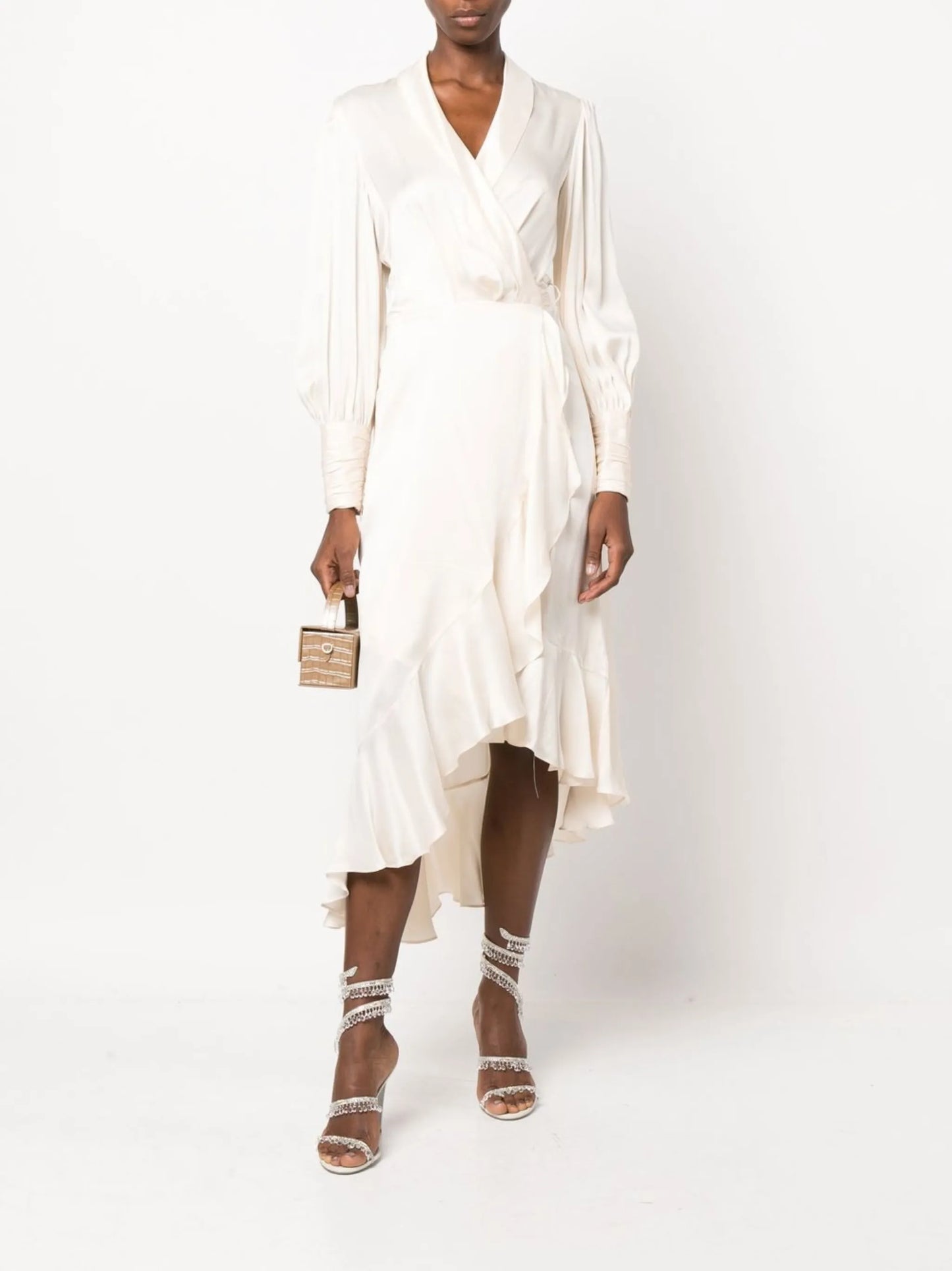 wrap silk midi dress