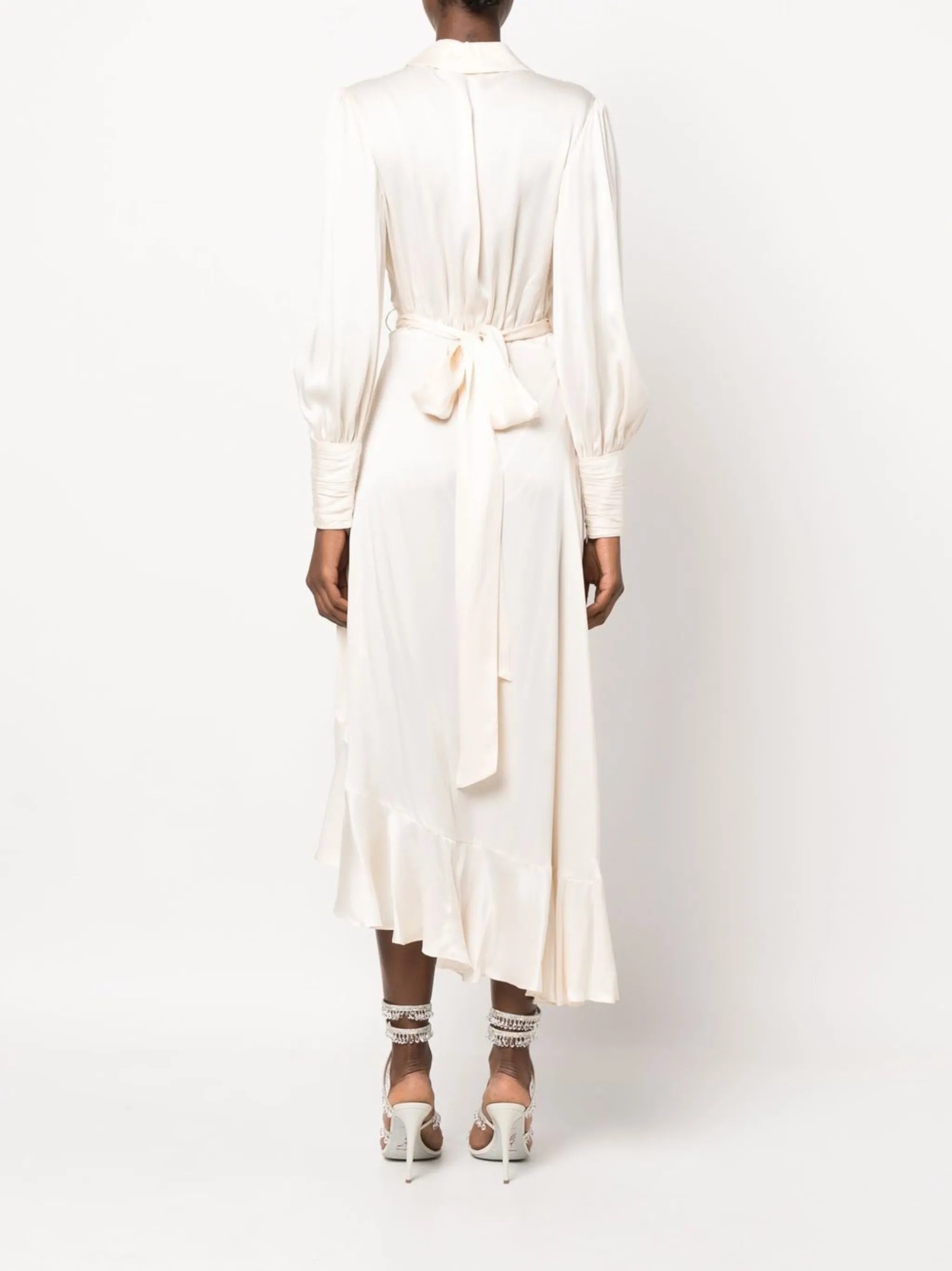 wrap silk midi dress