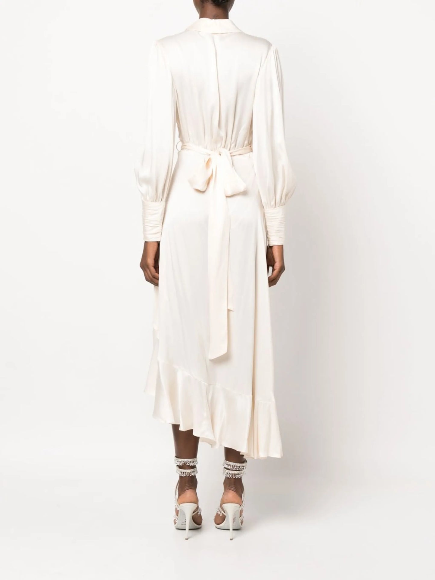 wrap silk midi dress