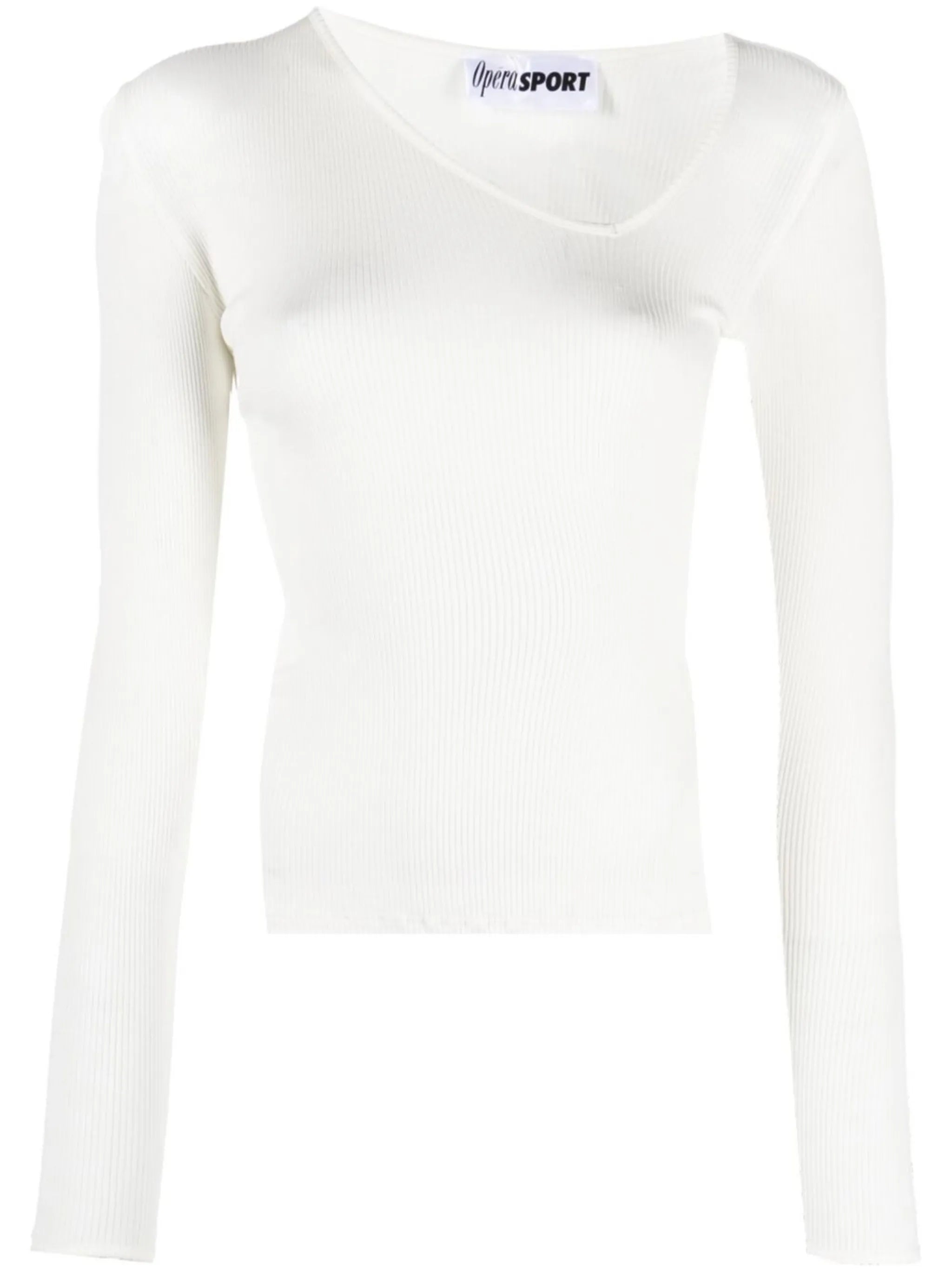 asymmetric-neck long-sleeve top