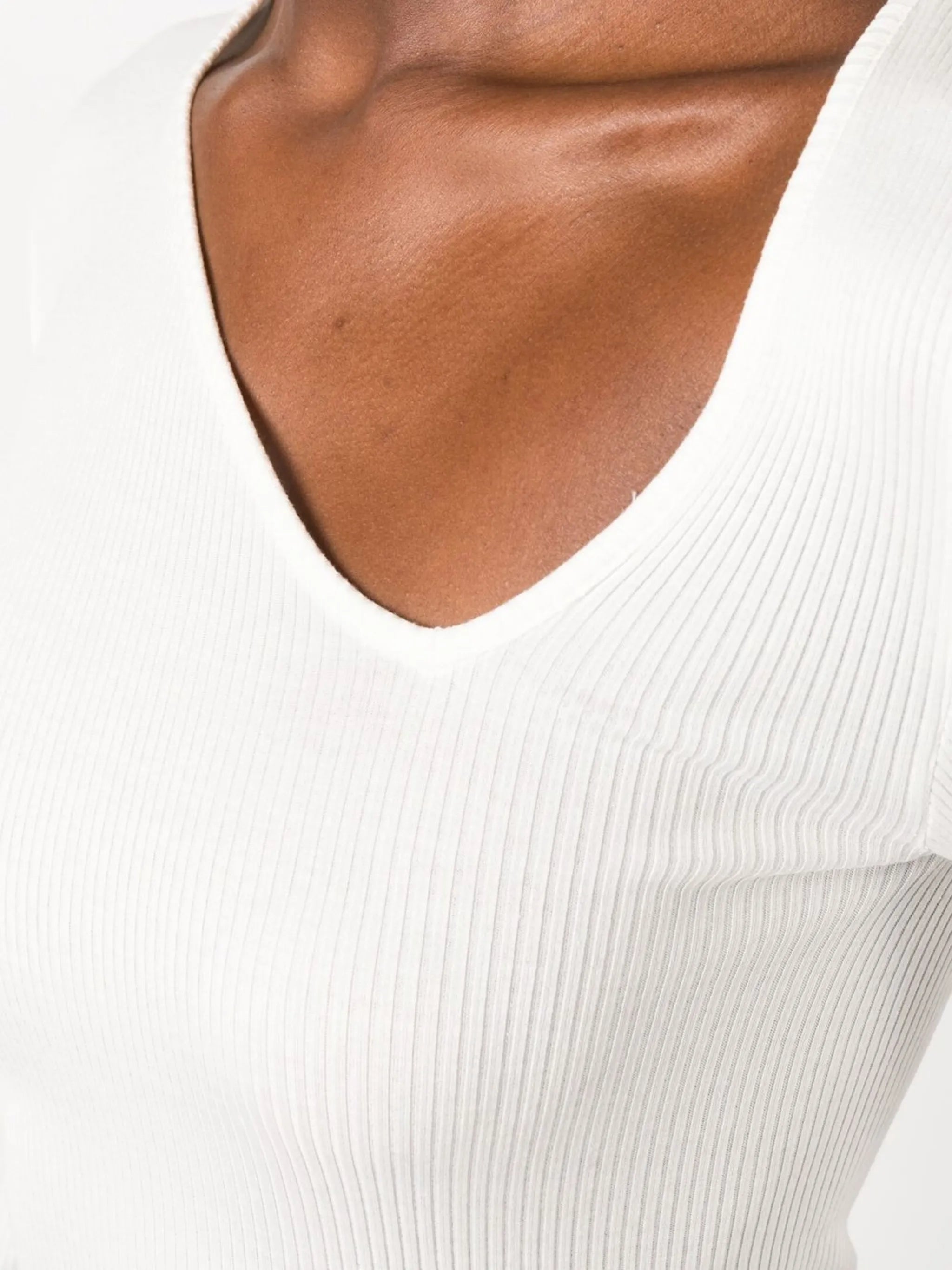 asymmetric-neck long-sleeve top