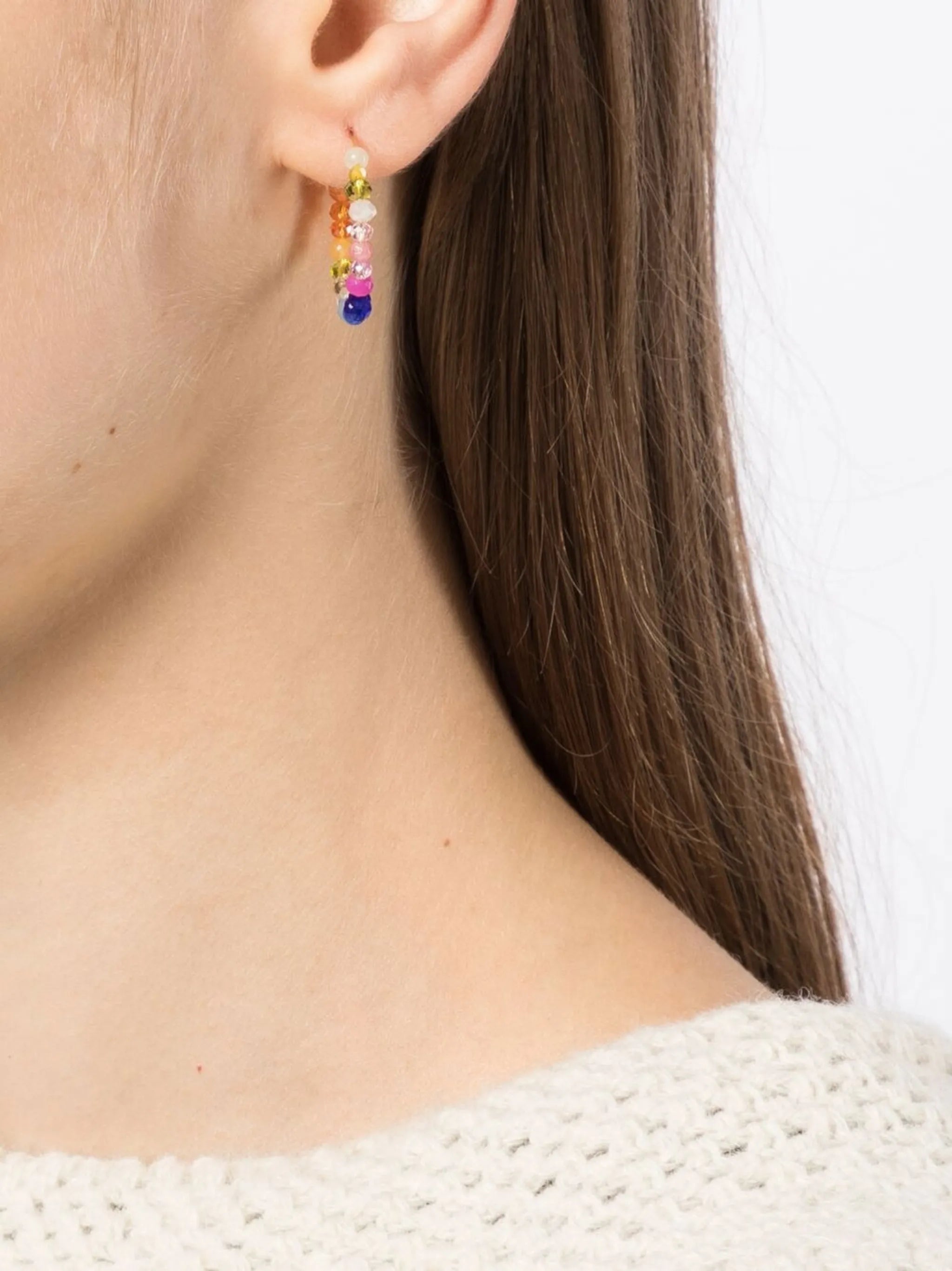 bead-detail hoop earrings