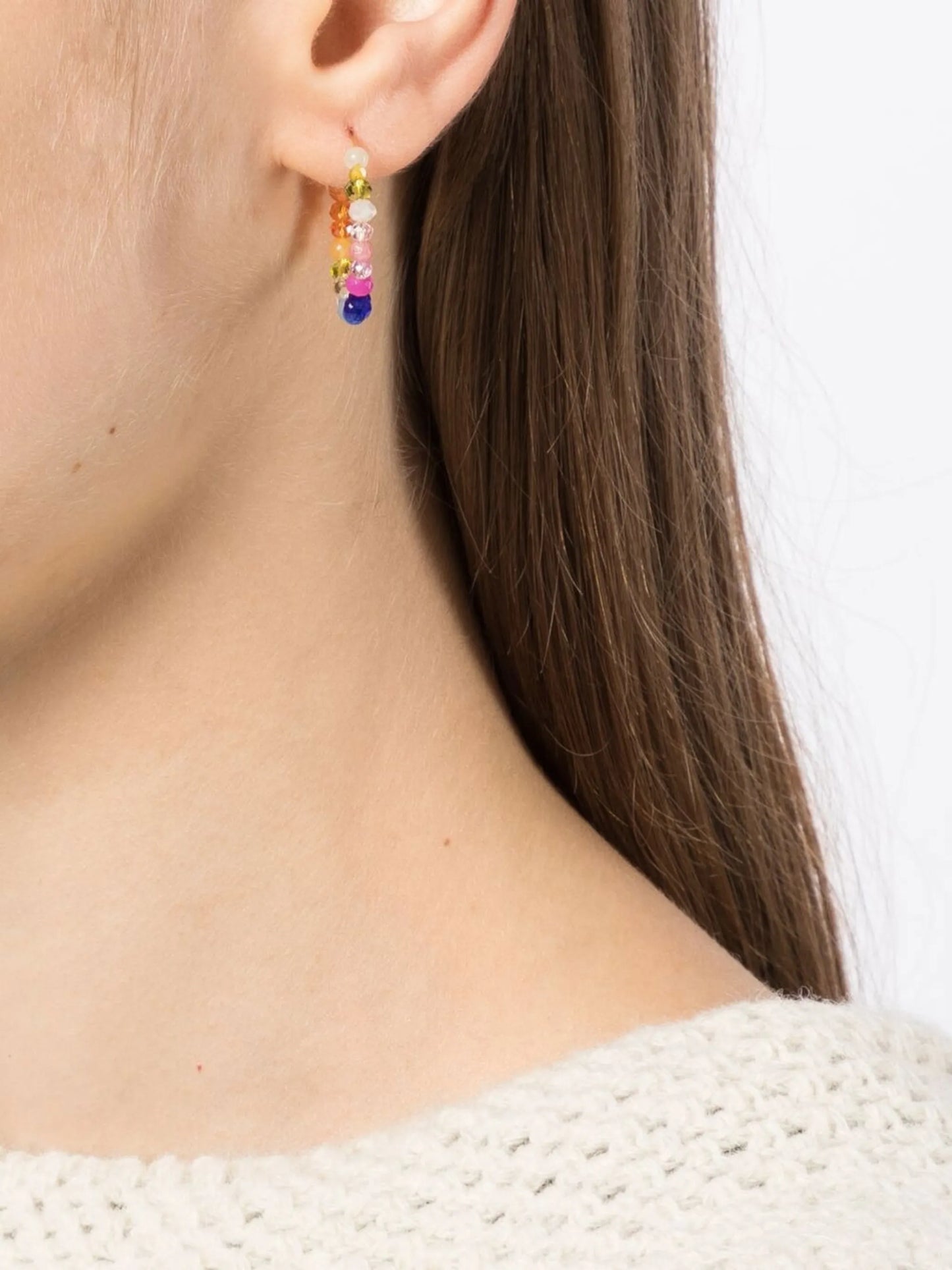 bead-detail hoop earrings