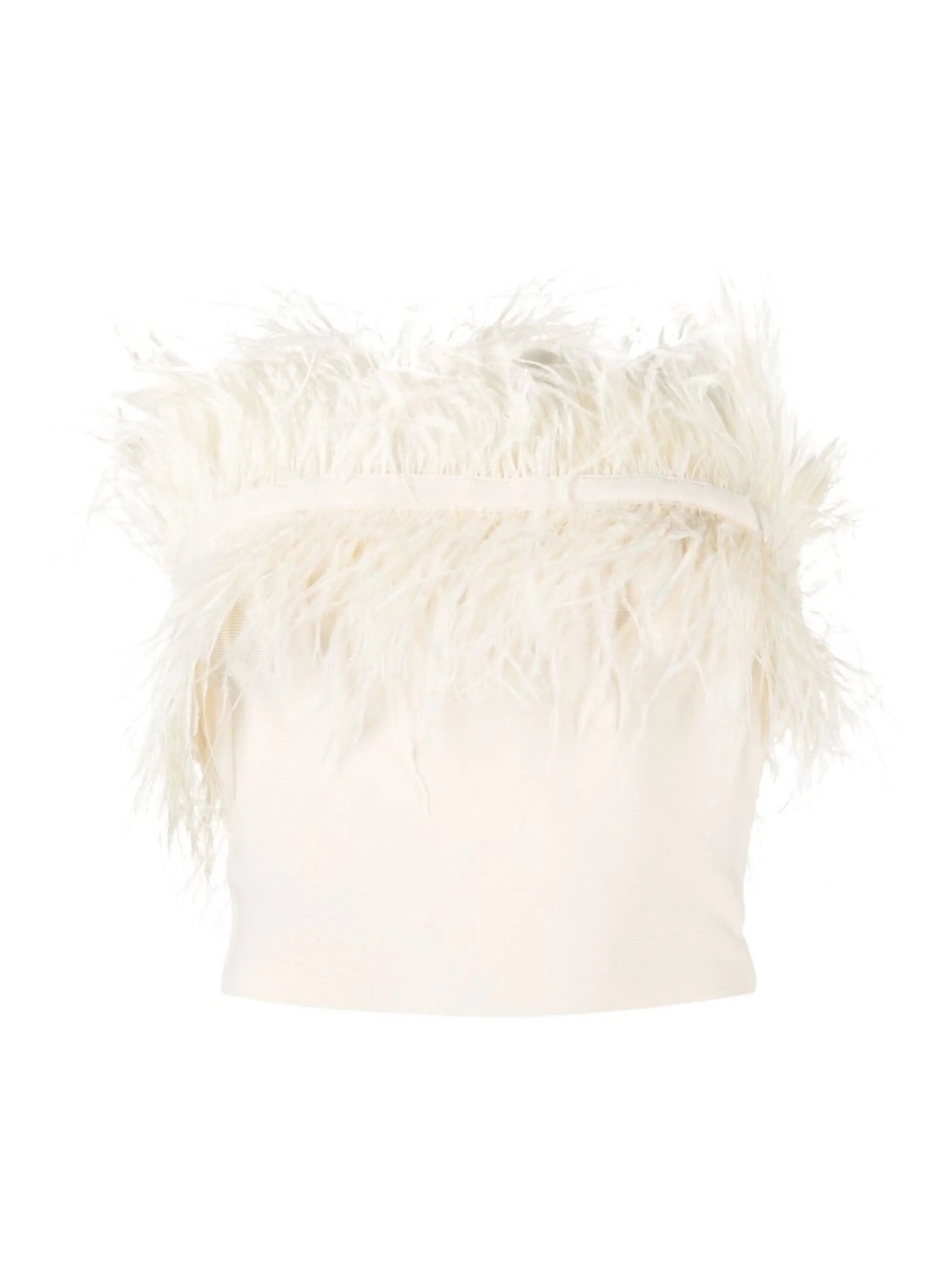 Nellie feather-trim crop top