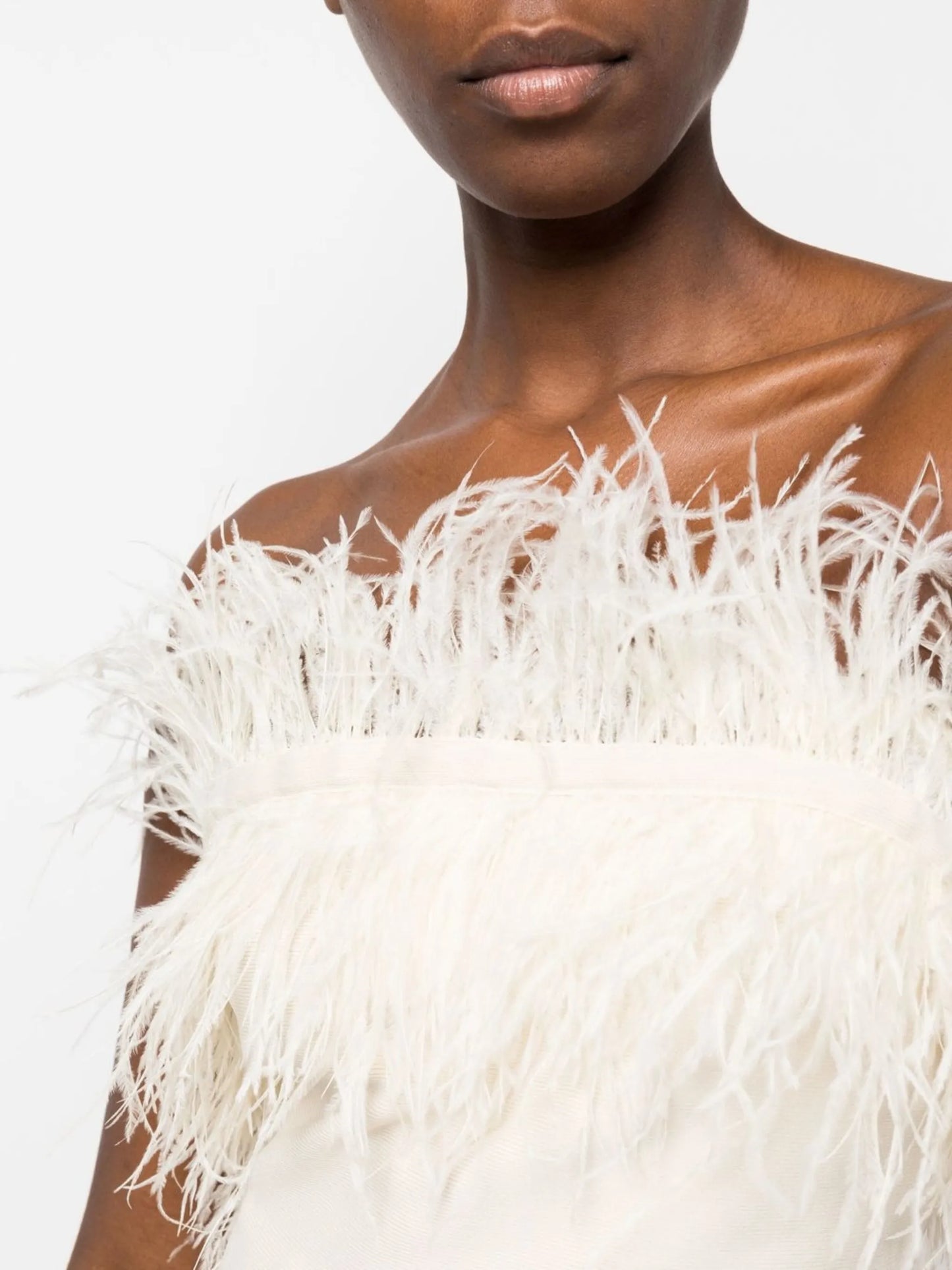 Nellie feather-trim crop top