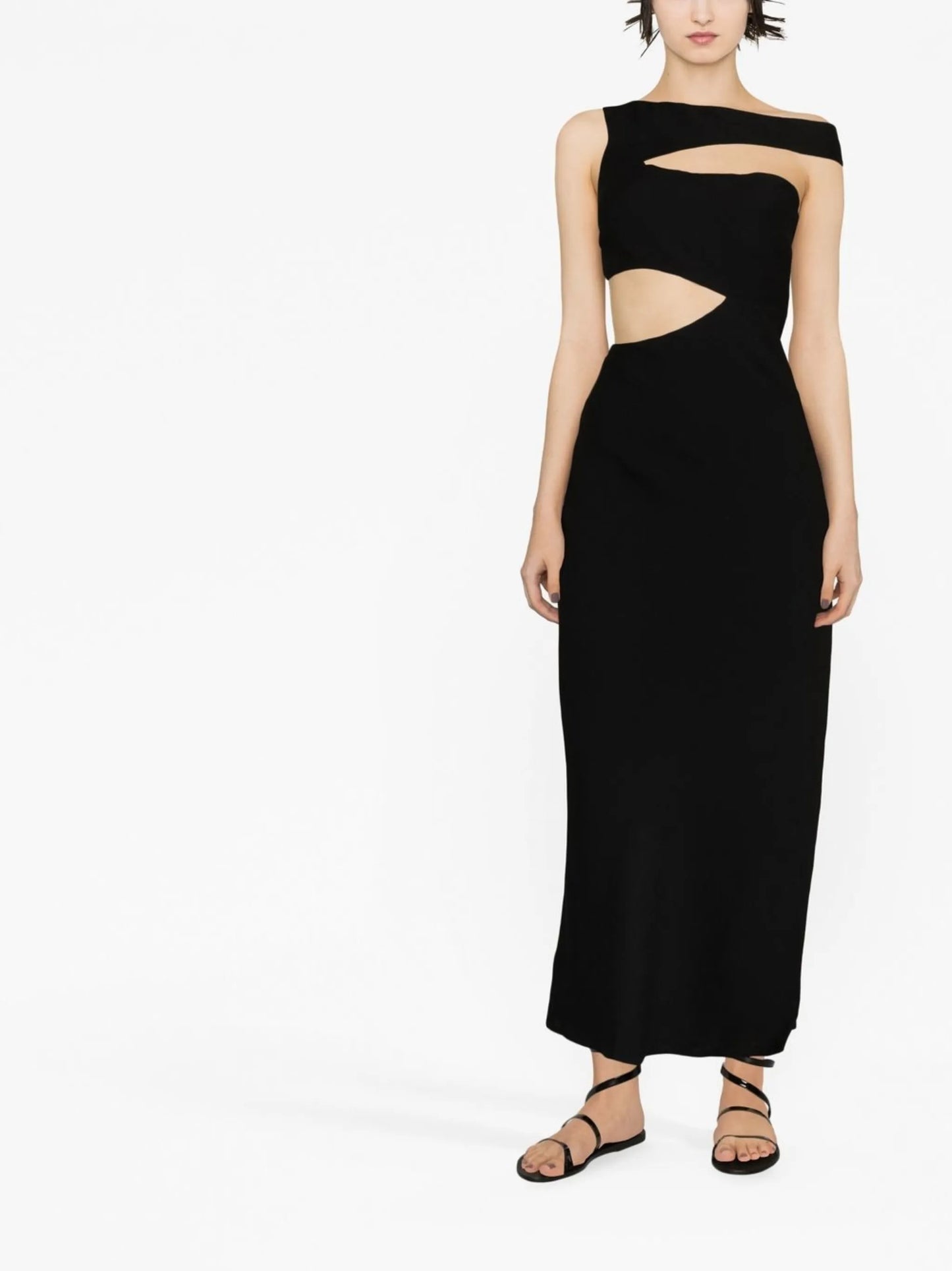 Prismatic asymmetric maxi dress