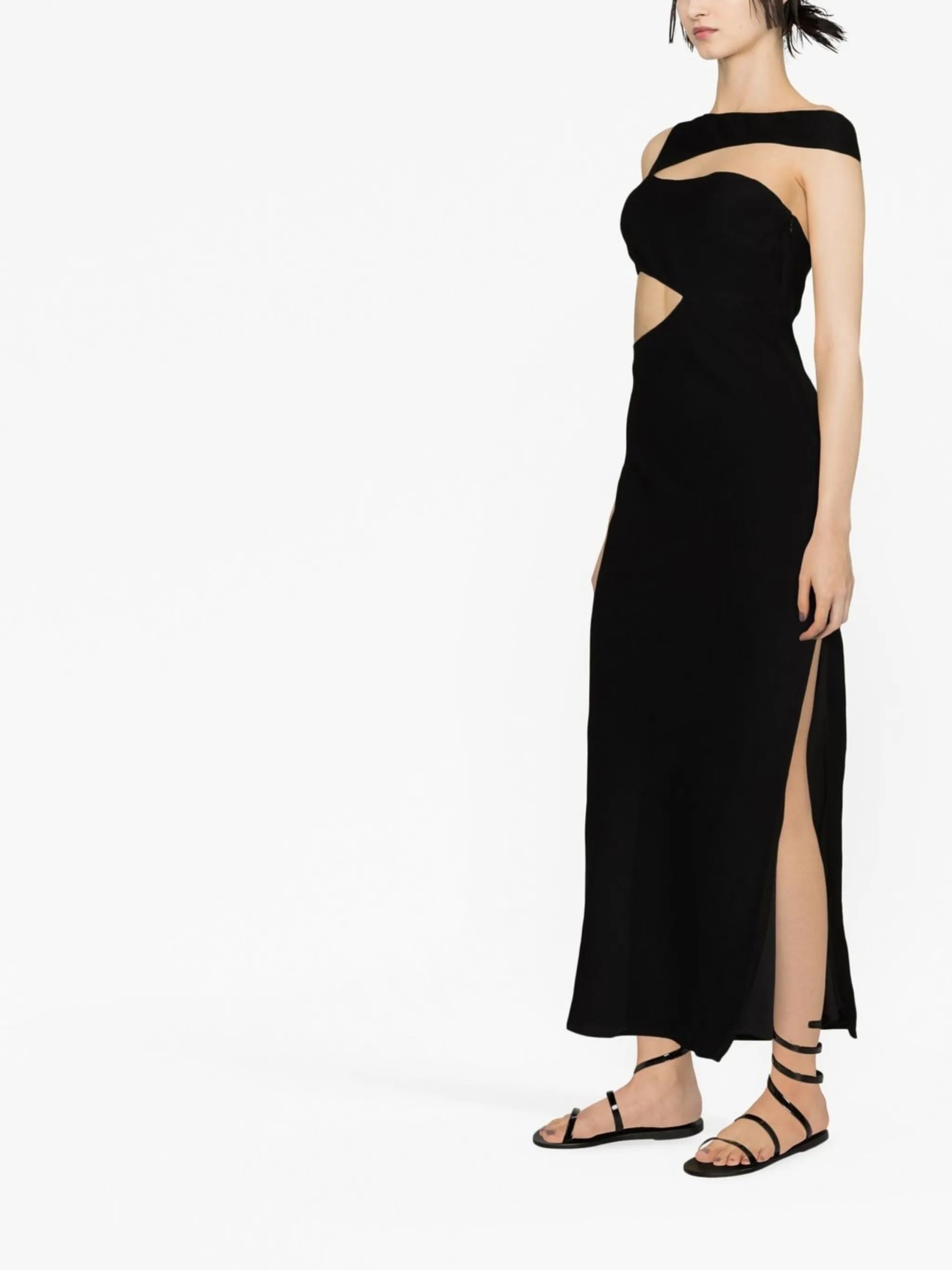 Prismatic asymmetric maxi dress