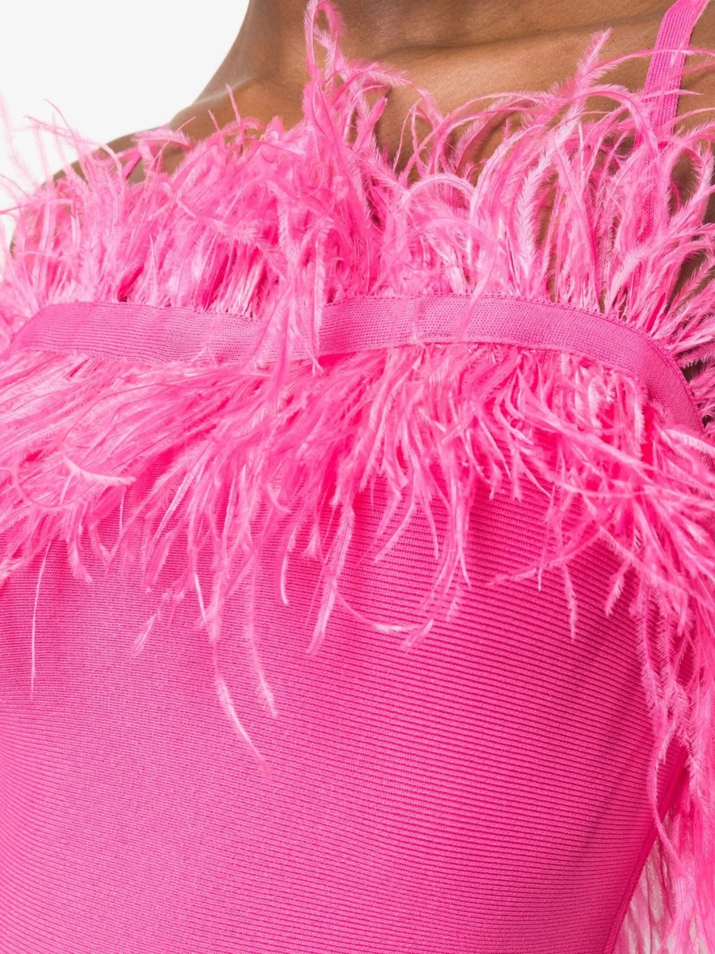 feather-trim minidress