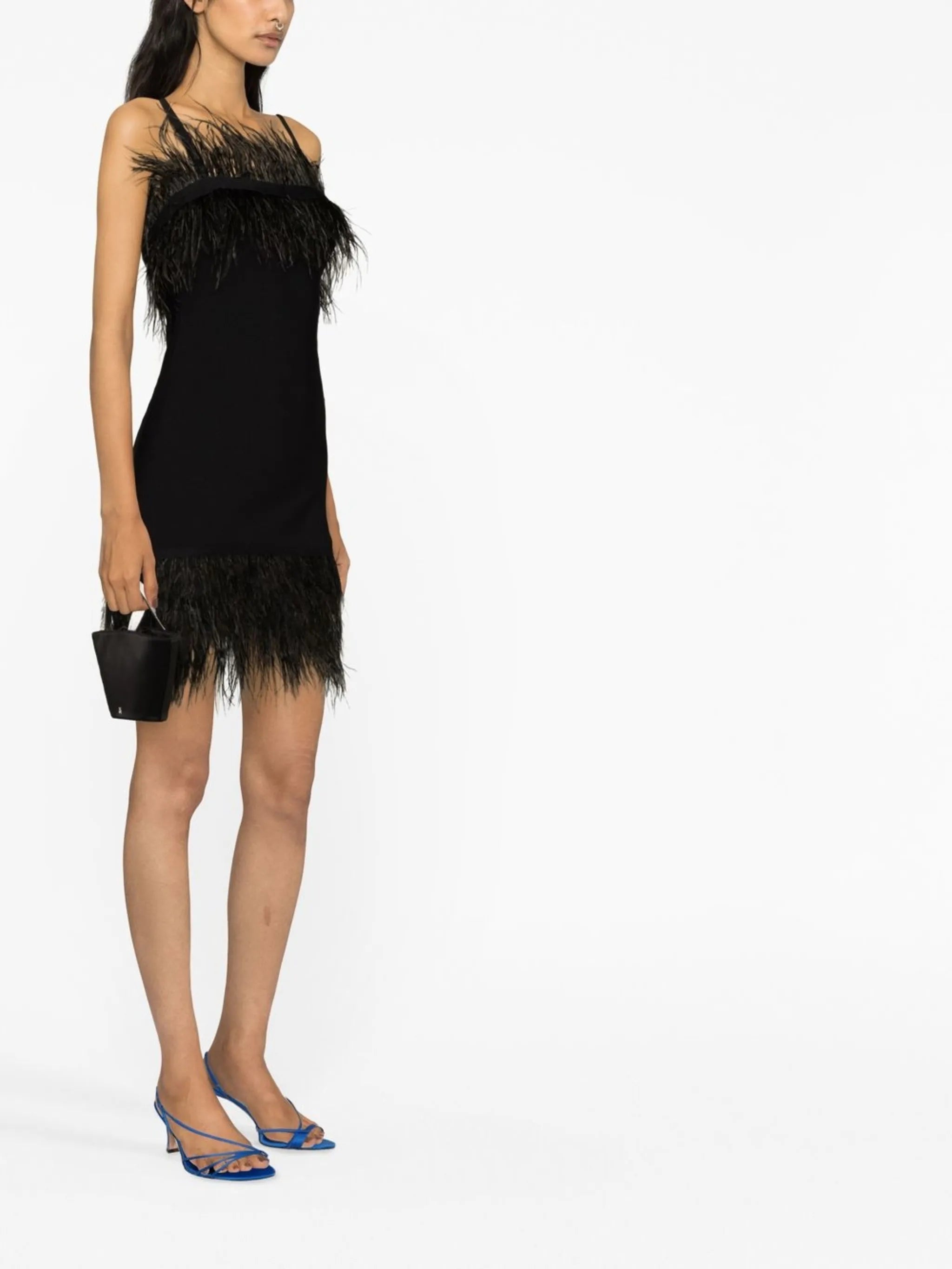 feather-trim minidress