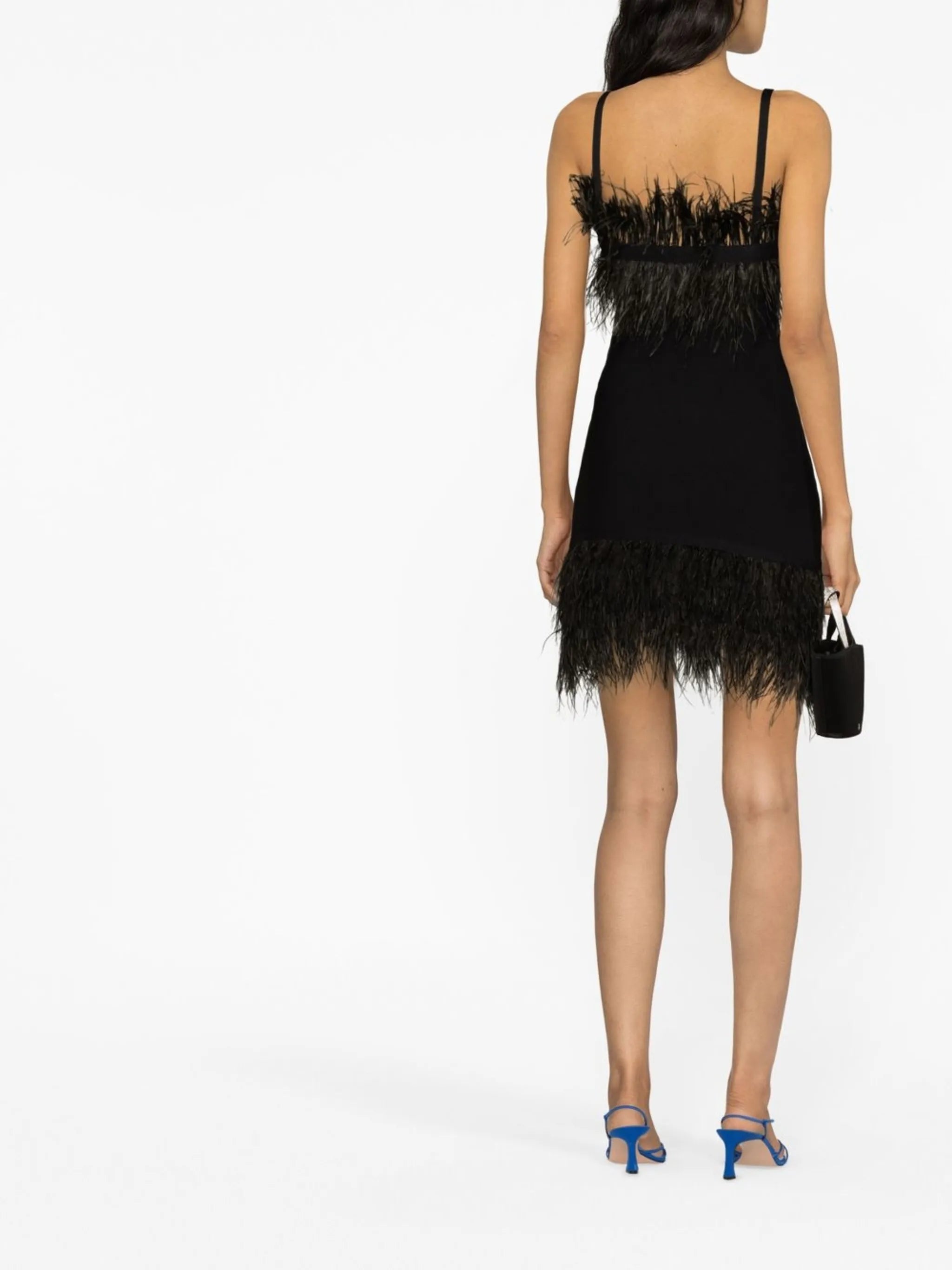 feather-trim minidress