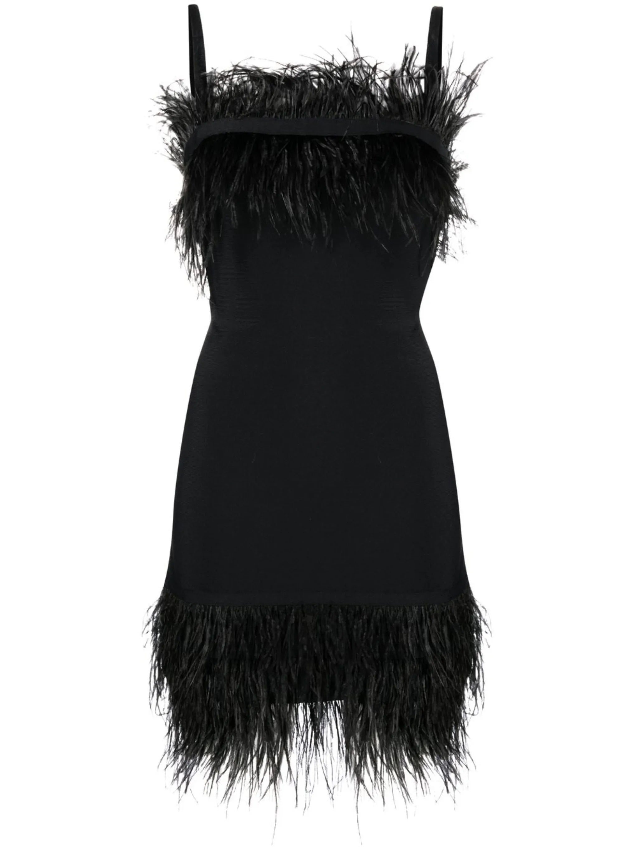feather-trim minidress