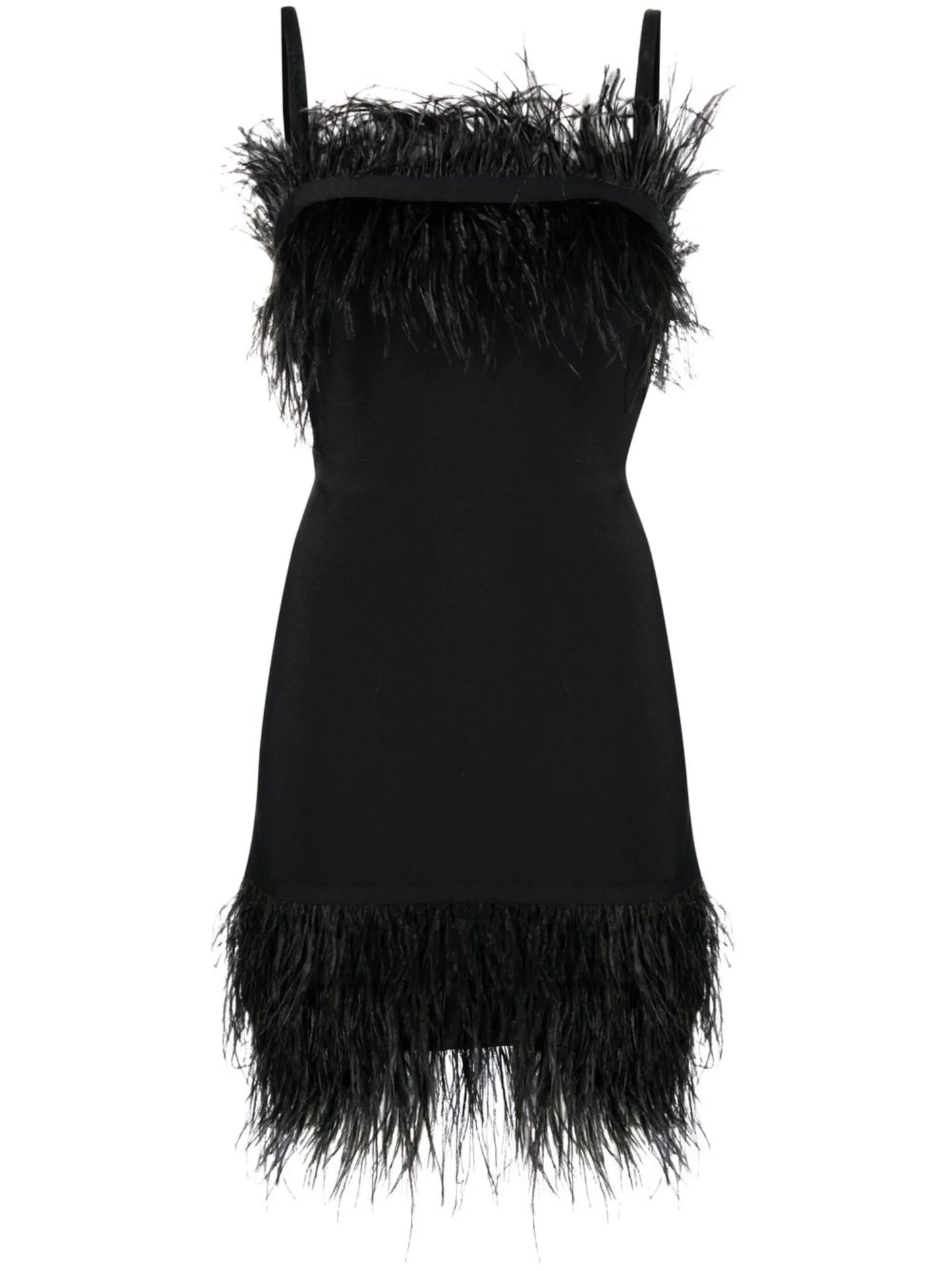 feather-trim minidress