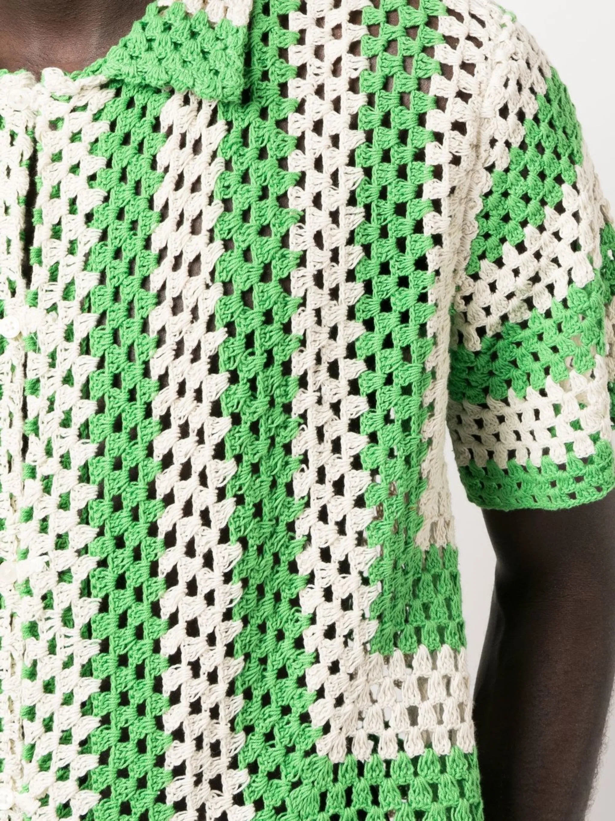 interwoven striped short-sleeve shirt