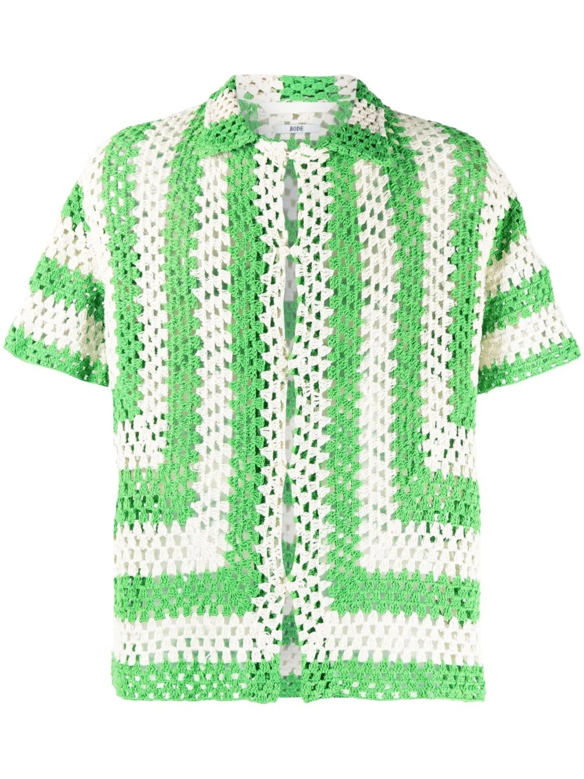 interwoven striped short-sleeve shirt