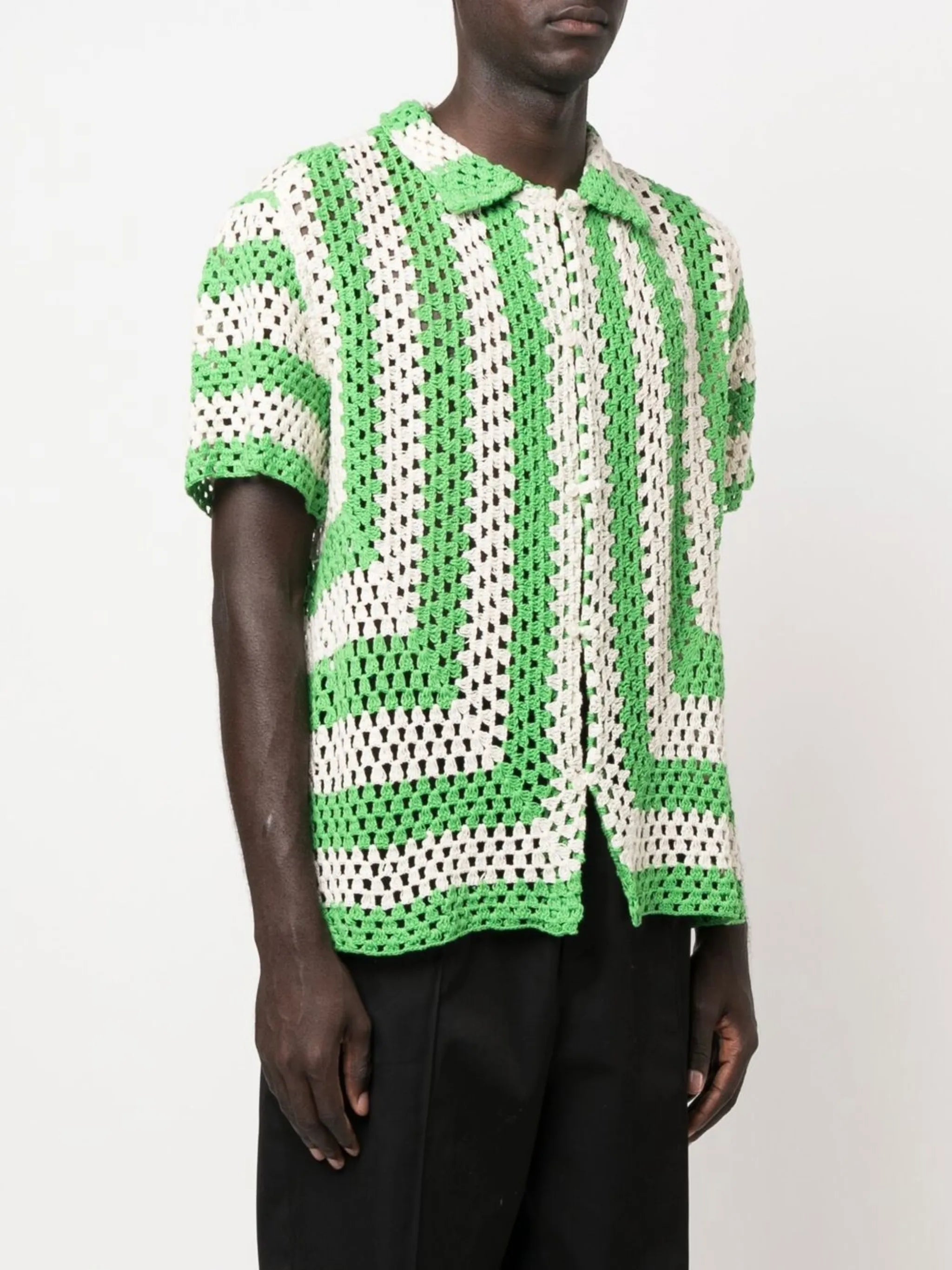 interwoven striped short-sleeve shirt
