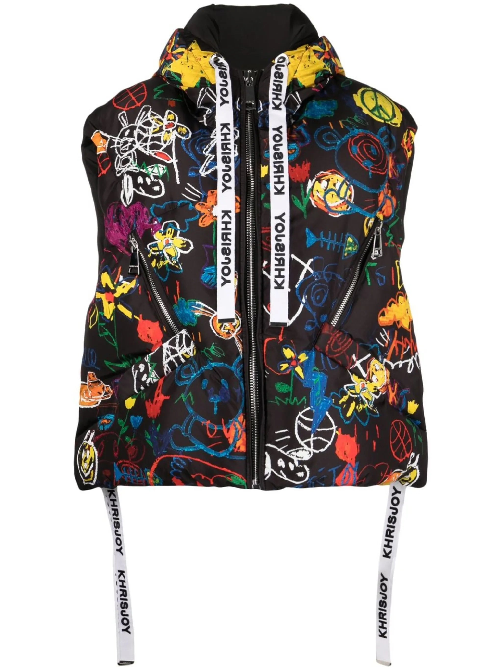 graphic-print sleeveless jacket