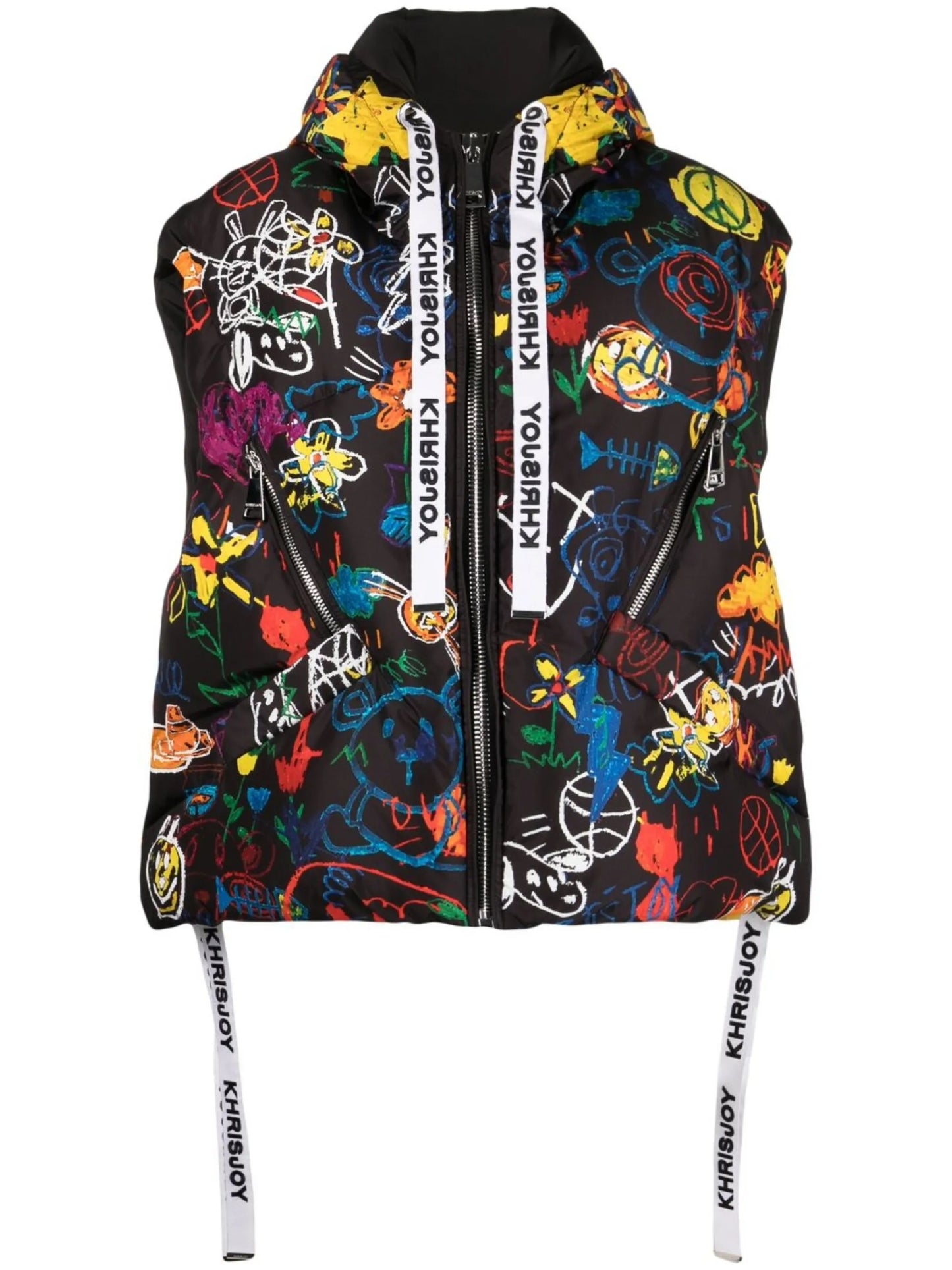 graphic-print sleeveless jacket