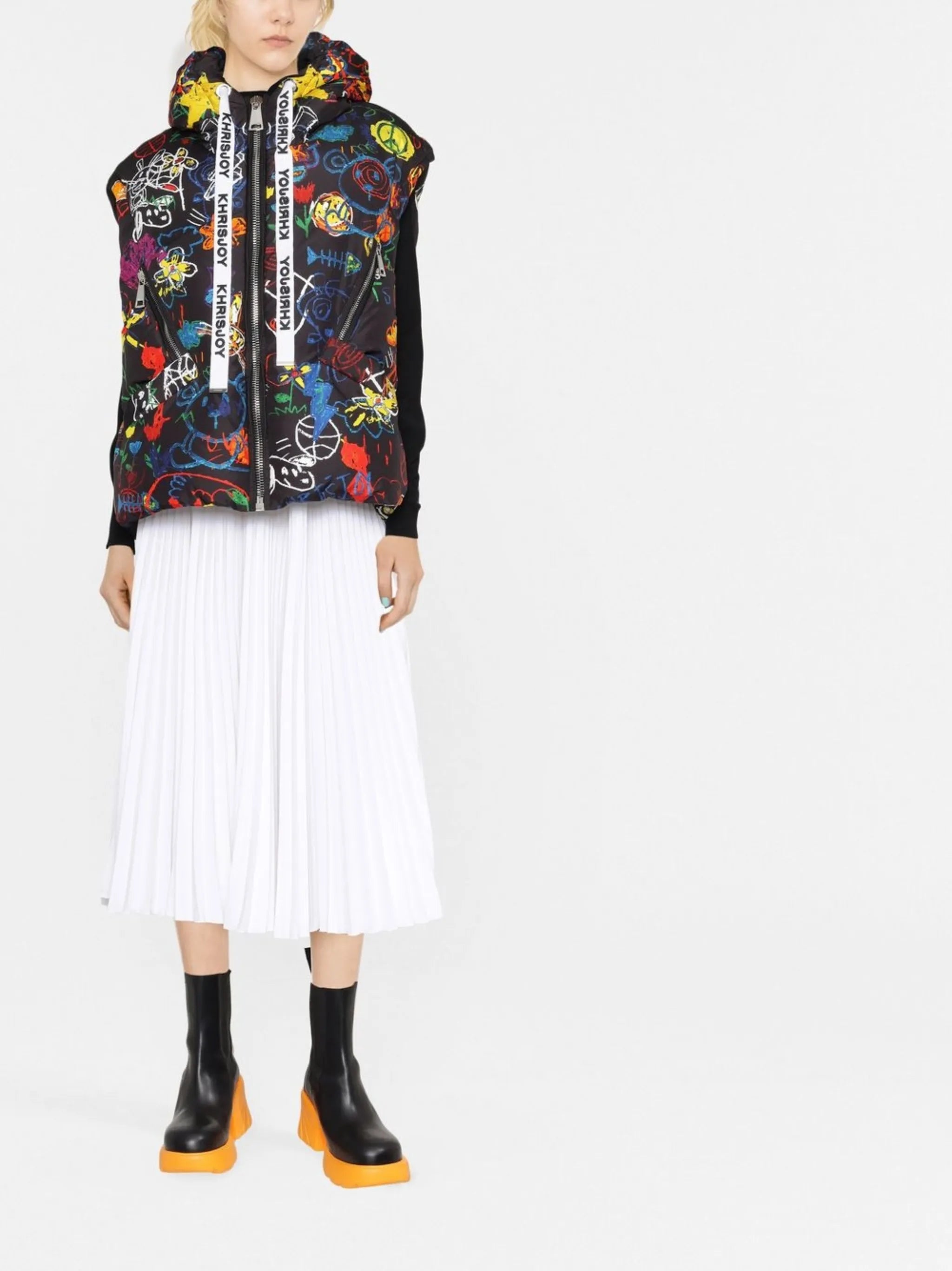 graphic-print sleeveless jacket