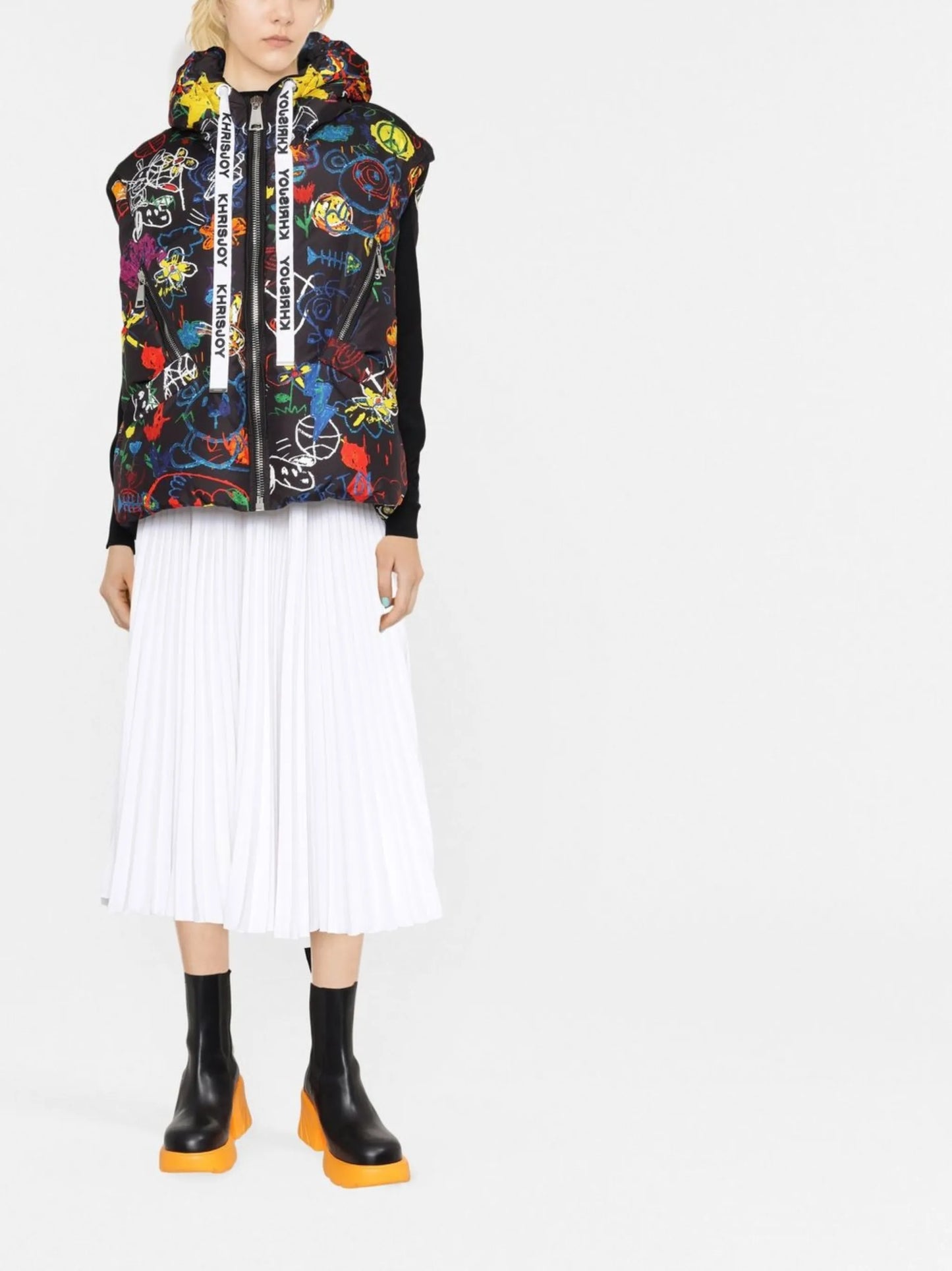 graphic-print sleeveless jacket