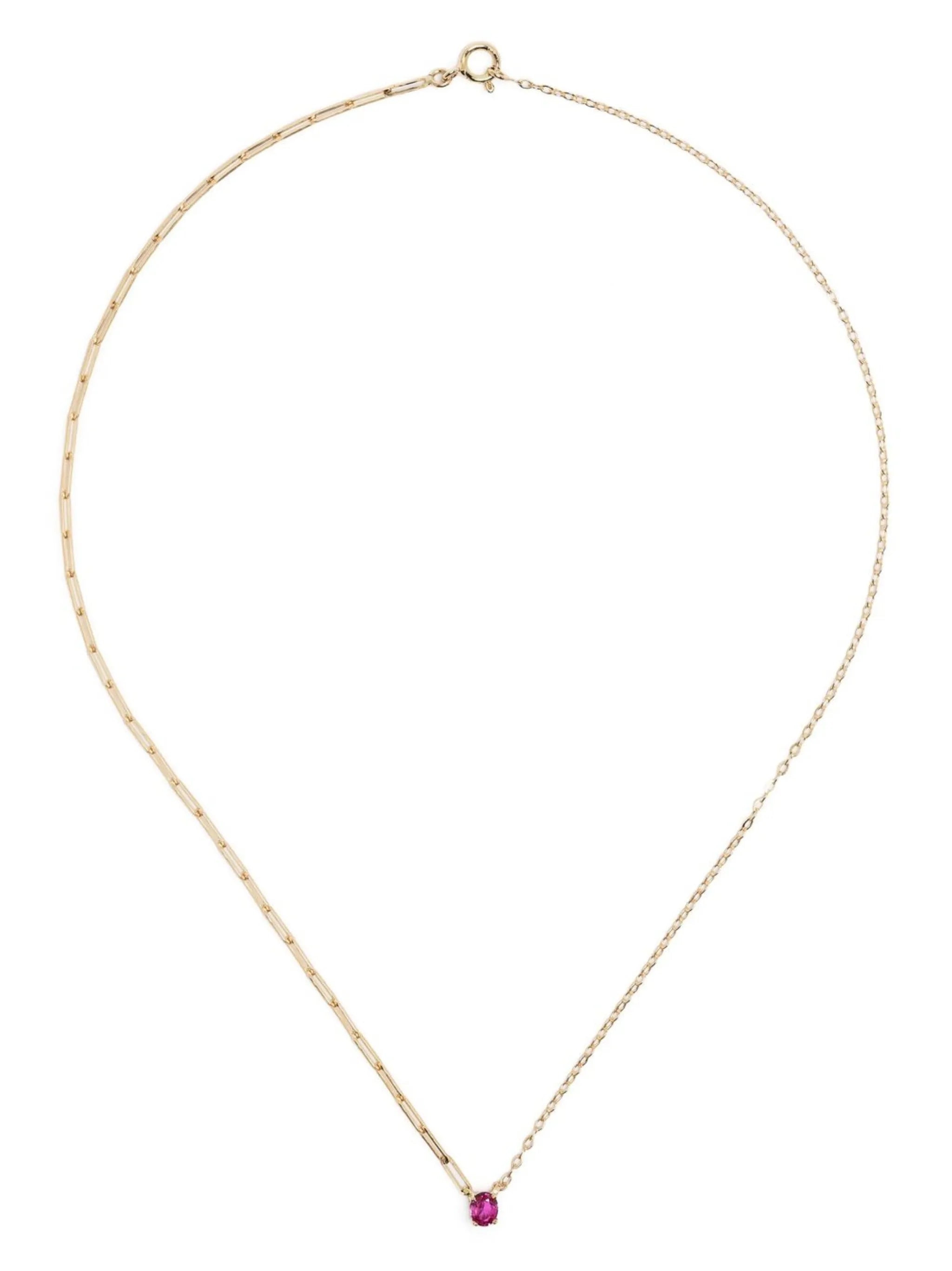 18kt yellow gold Solitaire ruby necklace