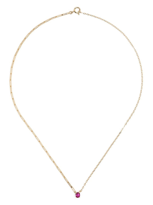 18kt yellow gold Solitaire ruby necklace
