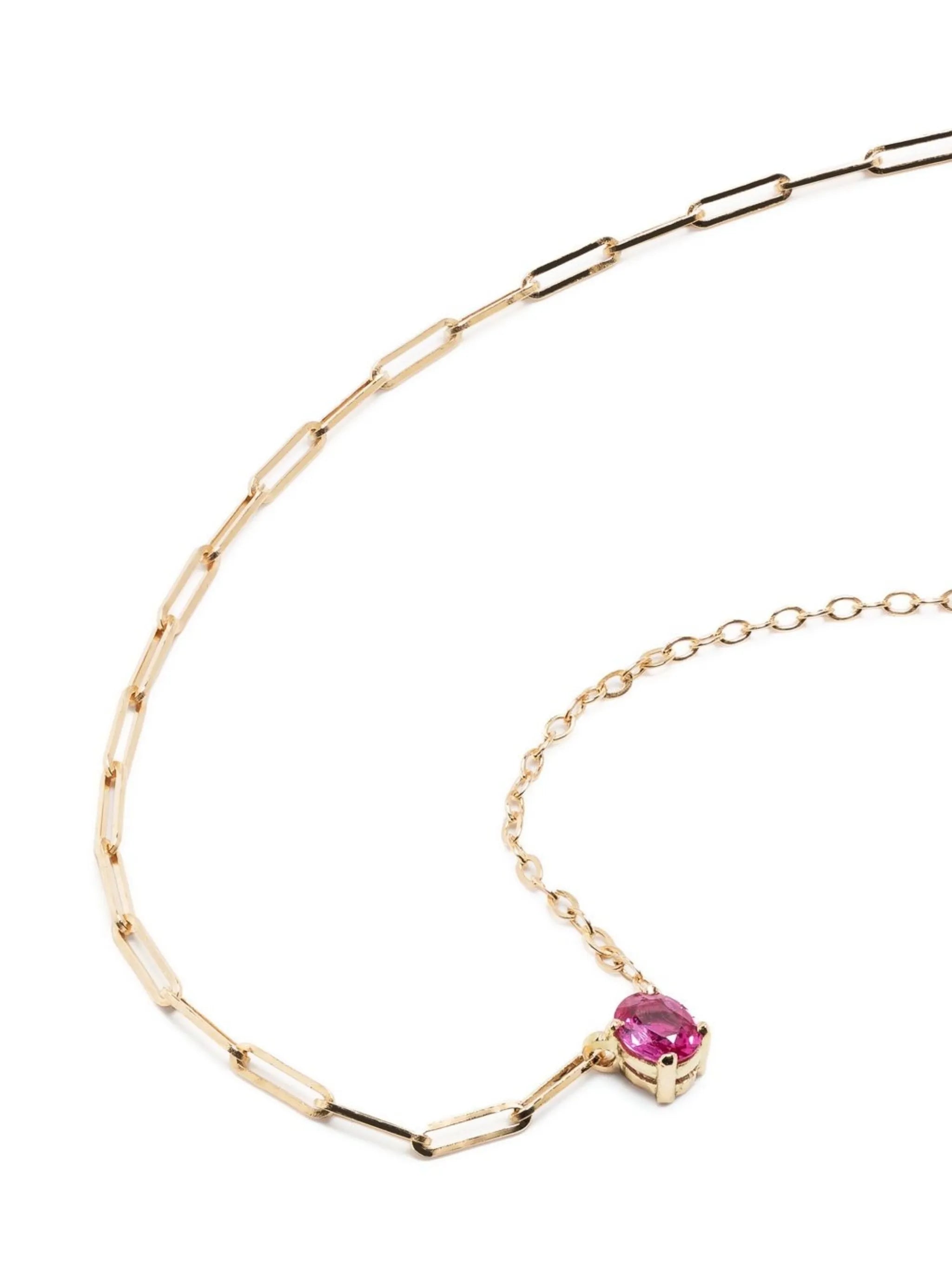 18kt yellow gold Solitaire ruby necklace