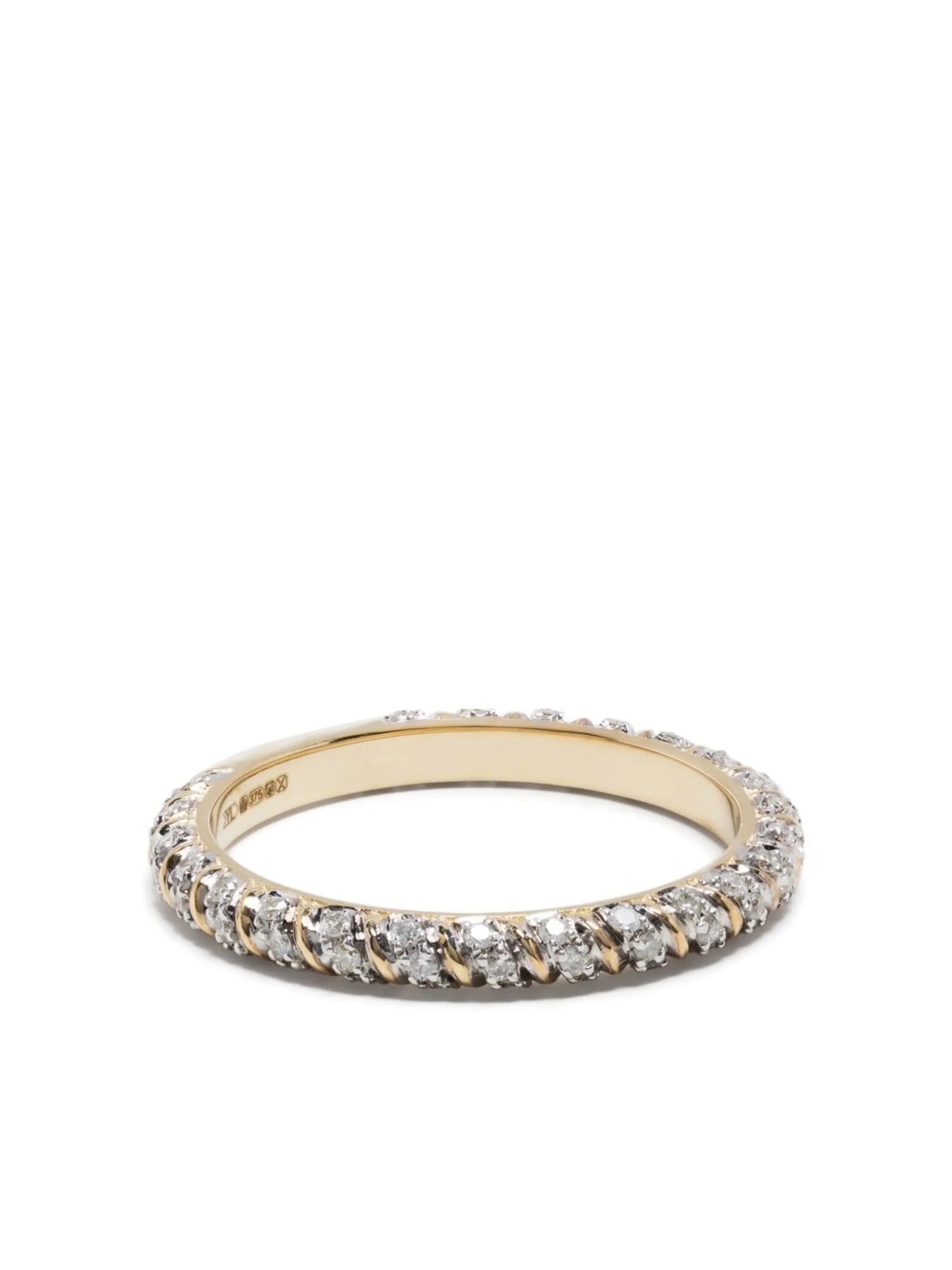 9kt yellow gold Mini Torsade diamond ring