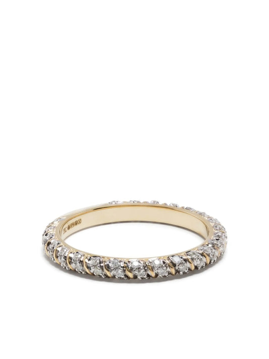 9kt yellow gold Mini Torsade diamond ring