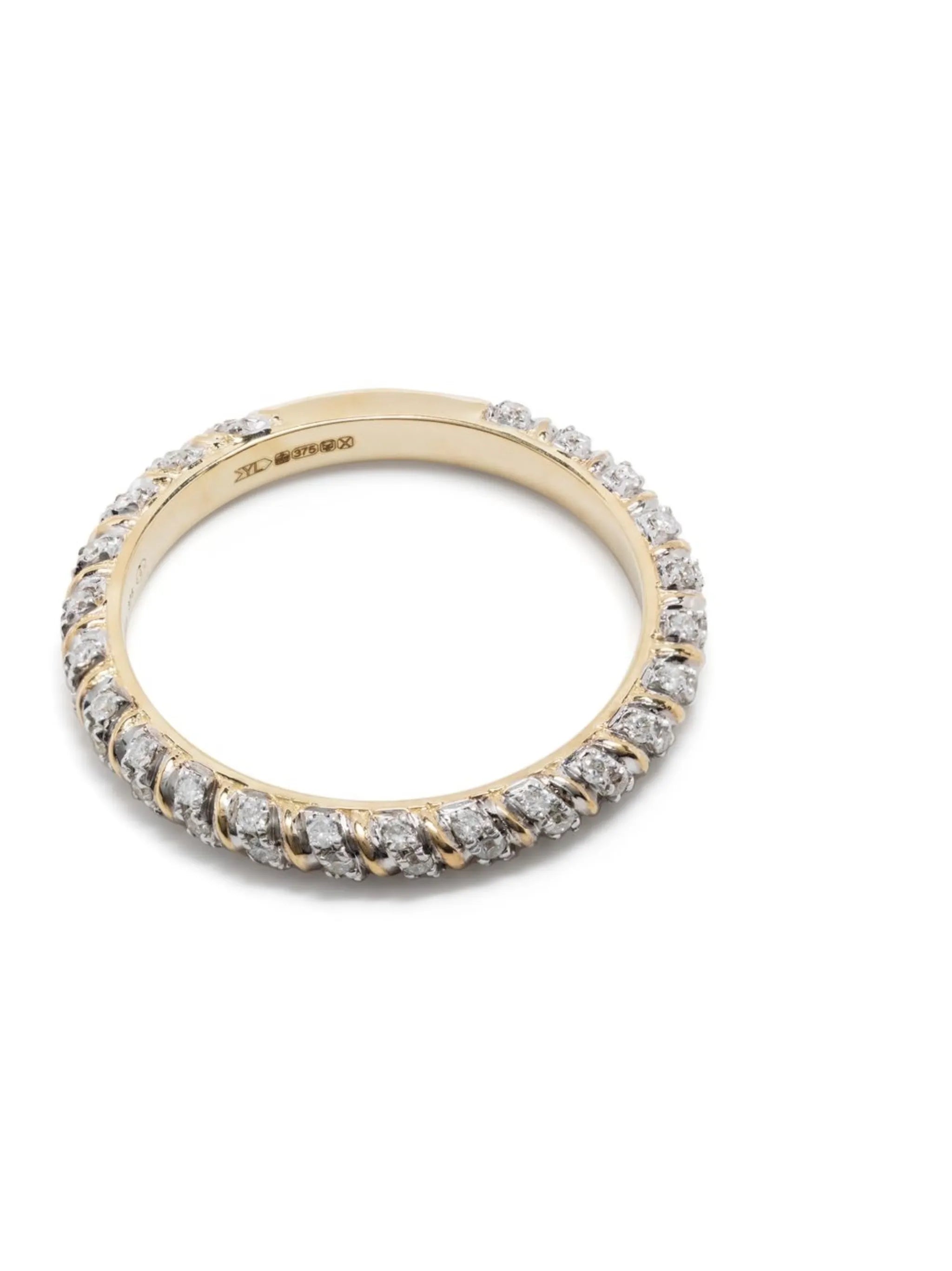 9kt yellow gold Mini Torsade diamond ring