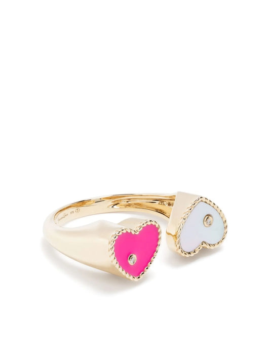 9kt white gold Toi & Moi heart ring