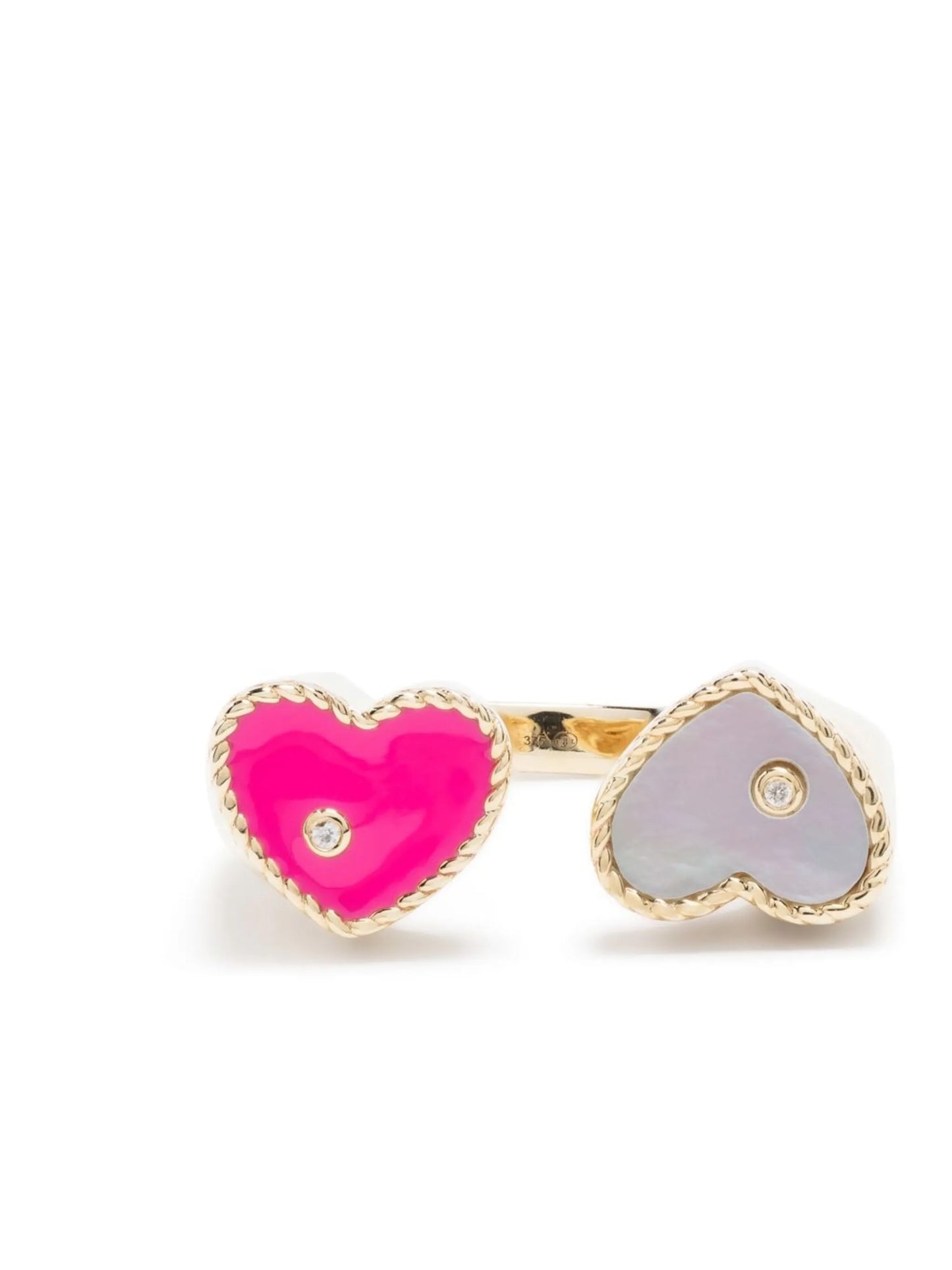 9kt white gold Toi & Moi heart ring