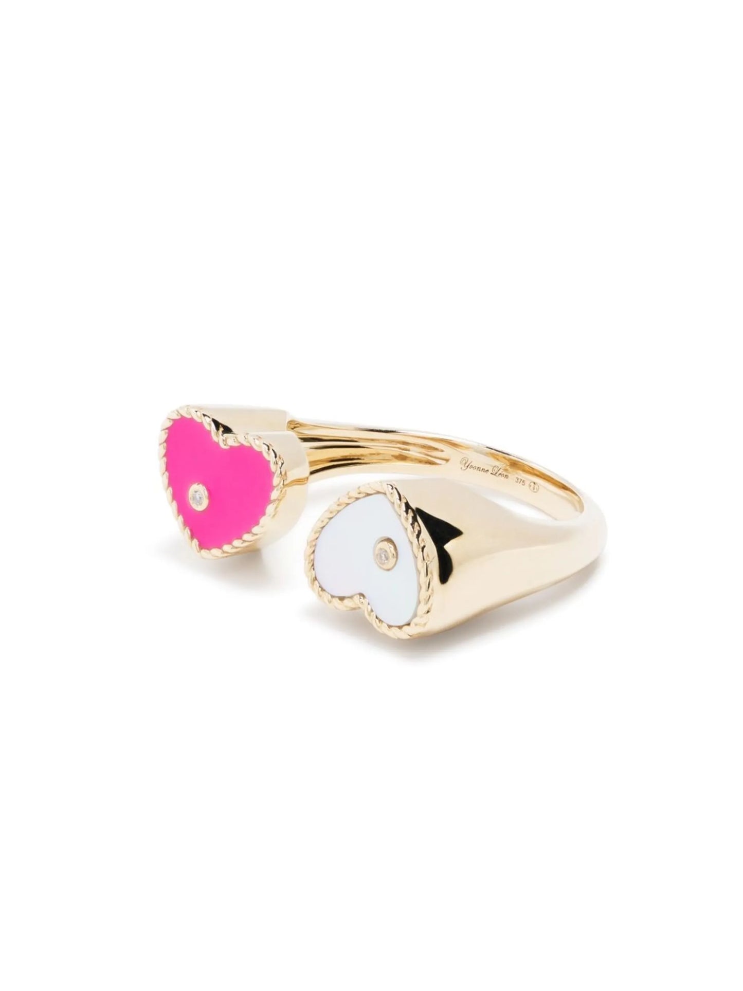 9kt white gold Toi & Moi heart ring
