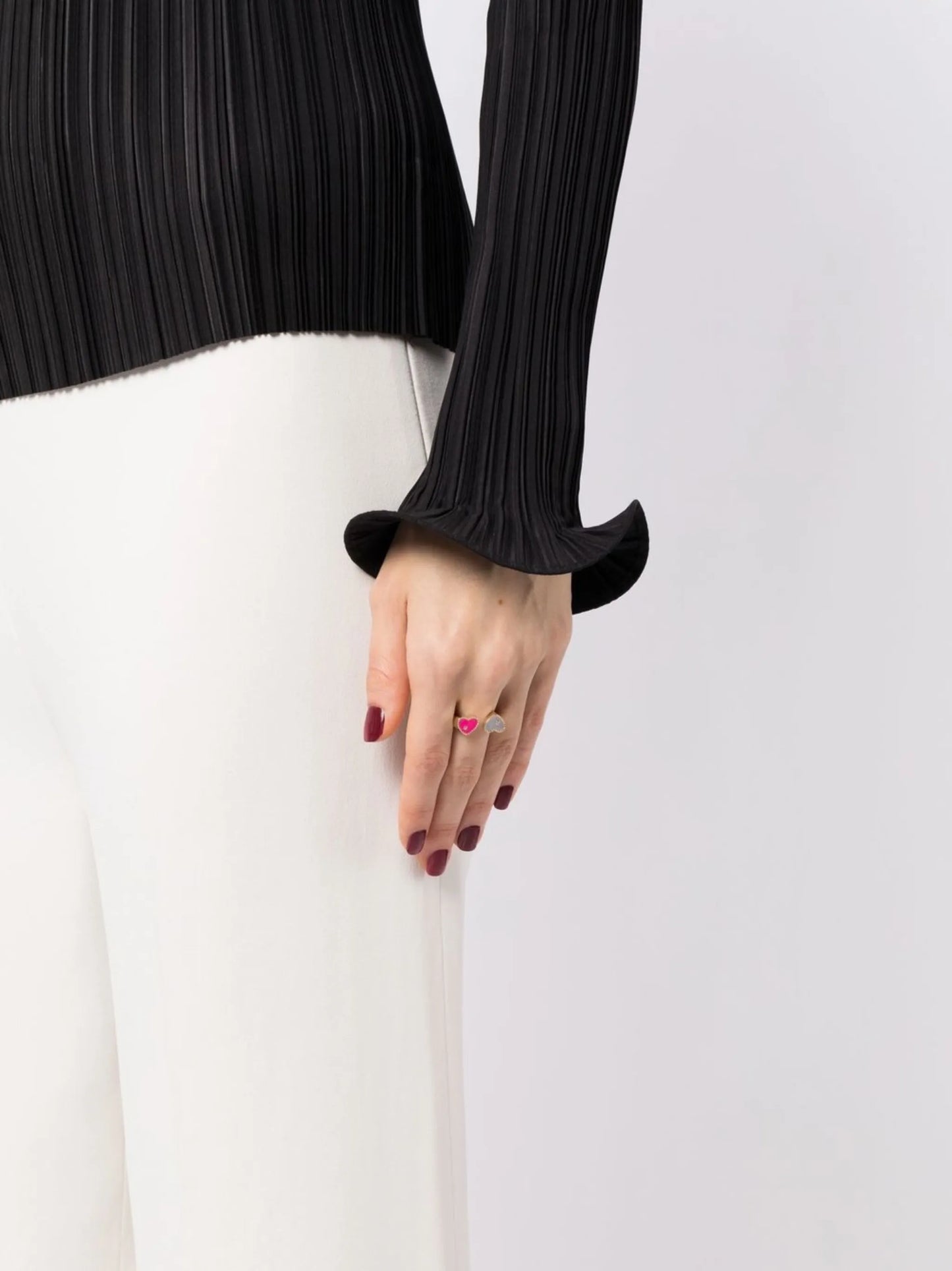 9kt white gold Toi & Moi heart ring