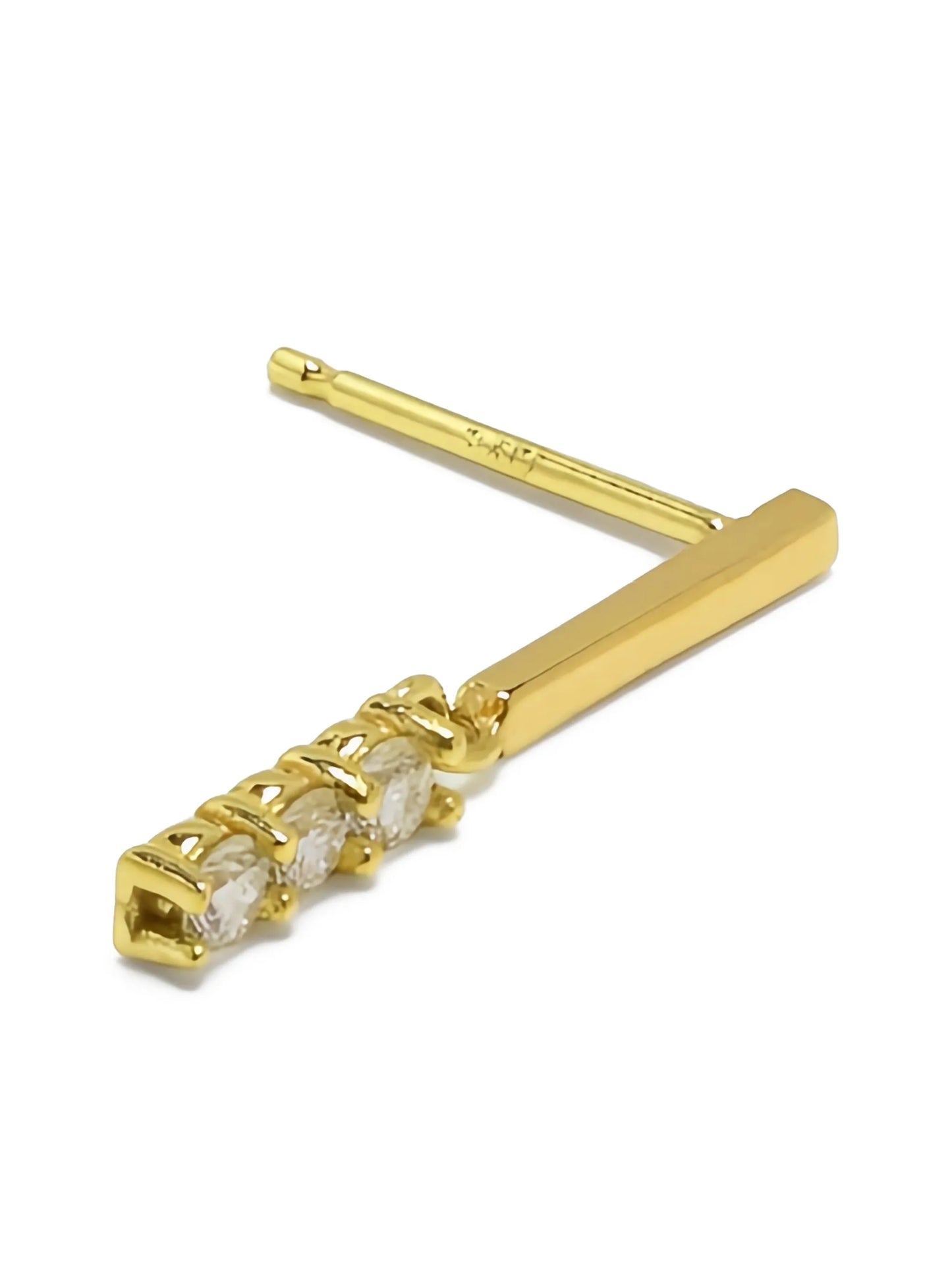 14K yellow gold bar diamond drop earrings