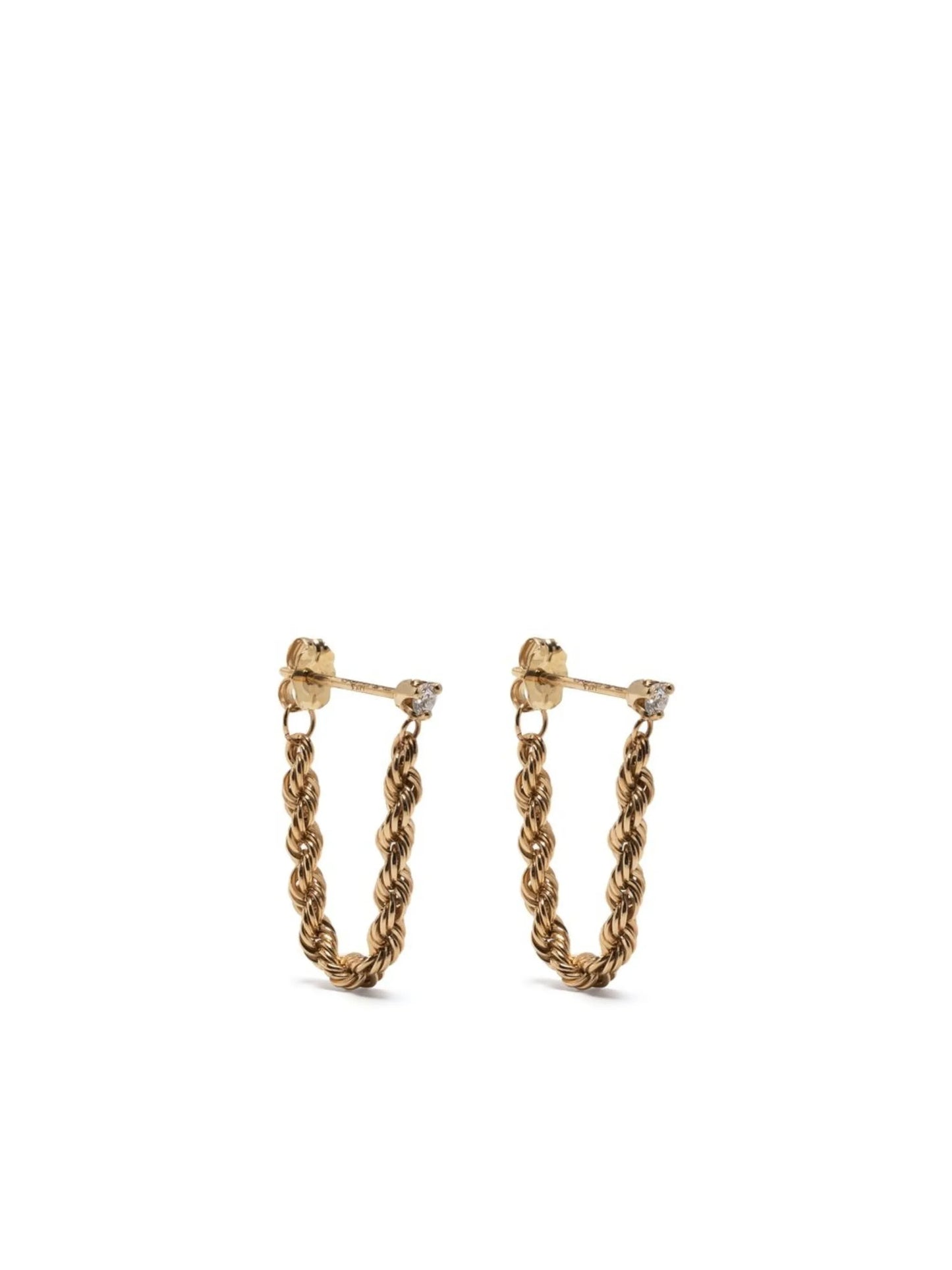 14kt yellow gold Rope Chain diamond hoop earrings